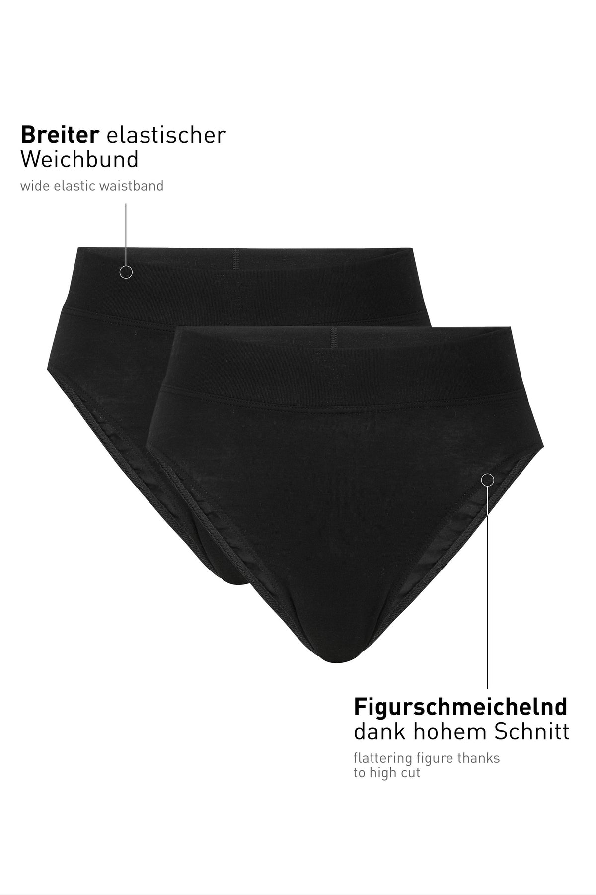 Slip a vita alta con elastico morbido ELASTIC (confezione da 2) - nero (CALIDA 992)