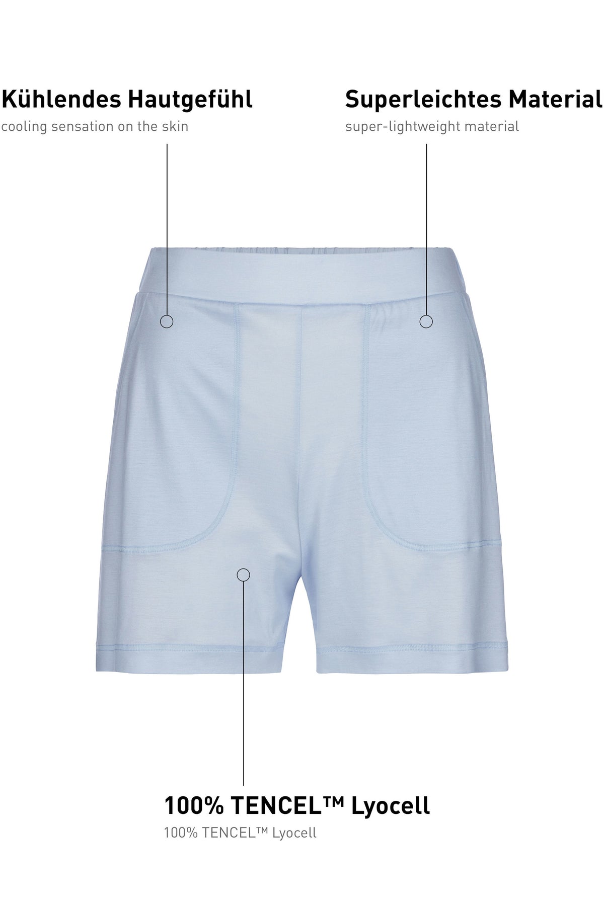 Pantaloni corti da pigiama con tasche laterali DEEPSLEEPWEAR Cooling - blu armonia (CALIDA 470)