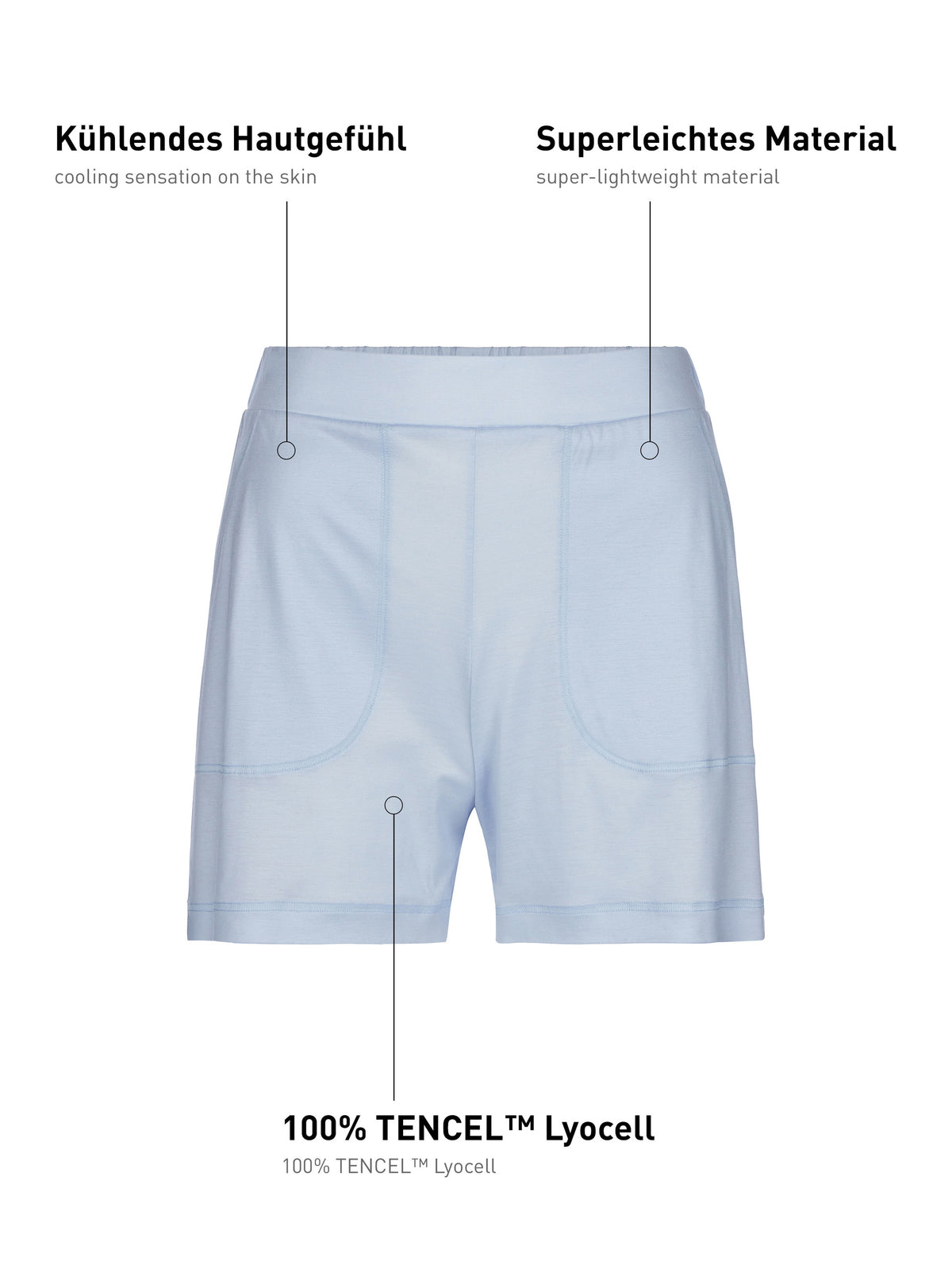 Pantalon de pyjama court avec poches latérales DEEPSLEEPWEAR Cooling - bleu harmonieux (CALIDA 470)