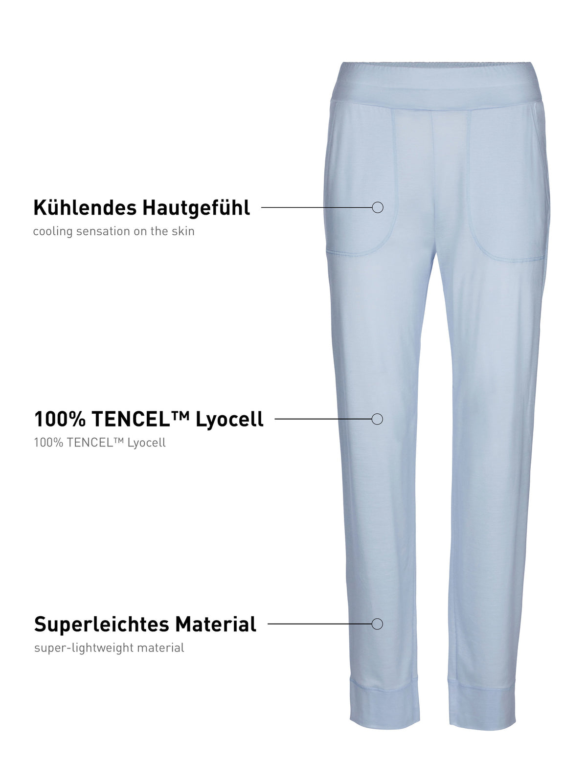 Pajama pants with side pockets DEEPSLEEPWEAR Cooling - harmony blue (CALIDA 470)