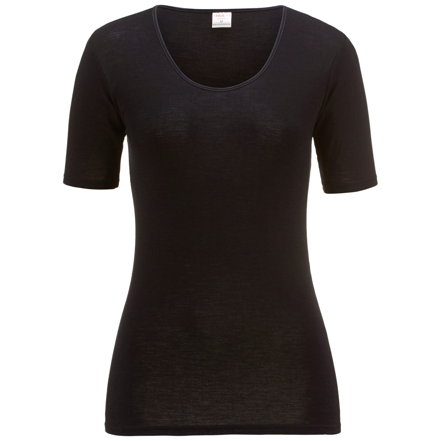 Shirt short-sleeve, O-Neck, VIRGIN WOOL & SILK
