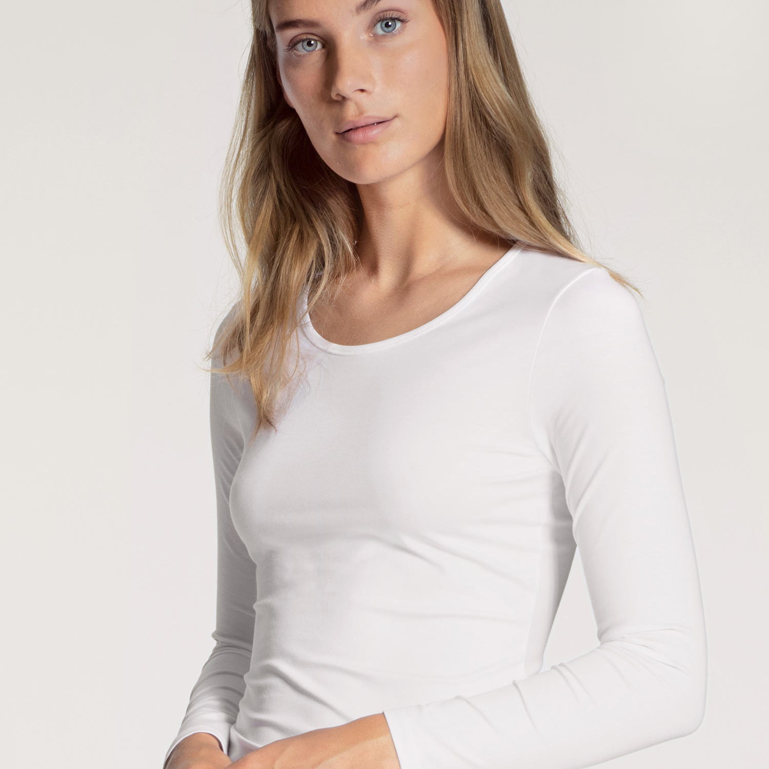قميص بأكمام طويلة، ياقة دائرية، NATURAL COMFORT