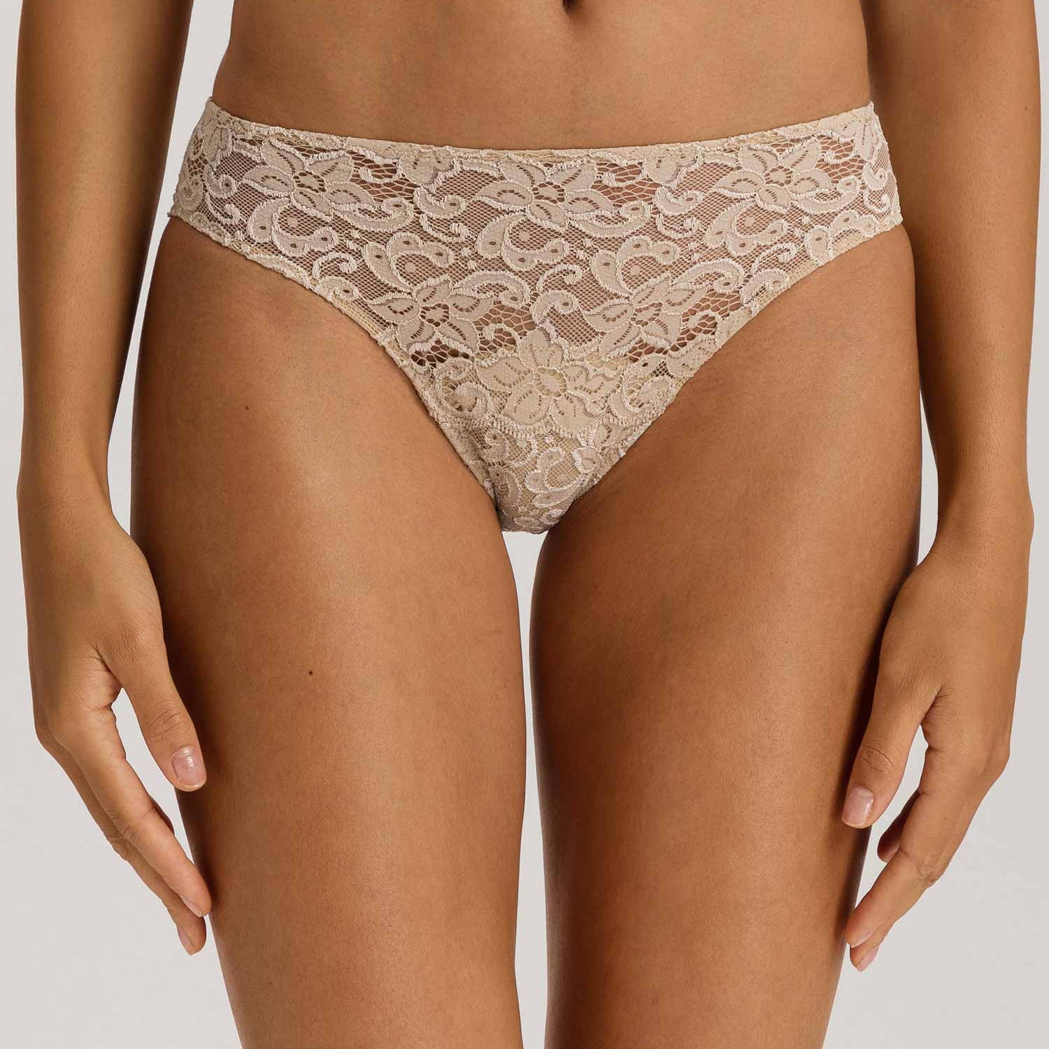 Mini-Briefs, Mini-Slip avec devant en dentelle, MOMENTS, en couleur estivale iced cappuccino