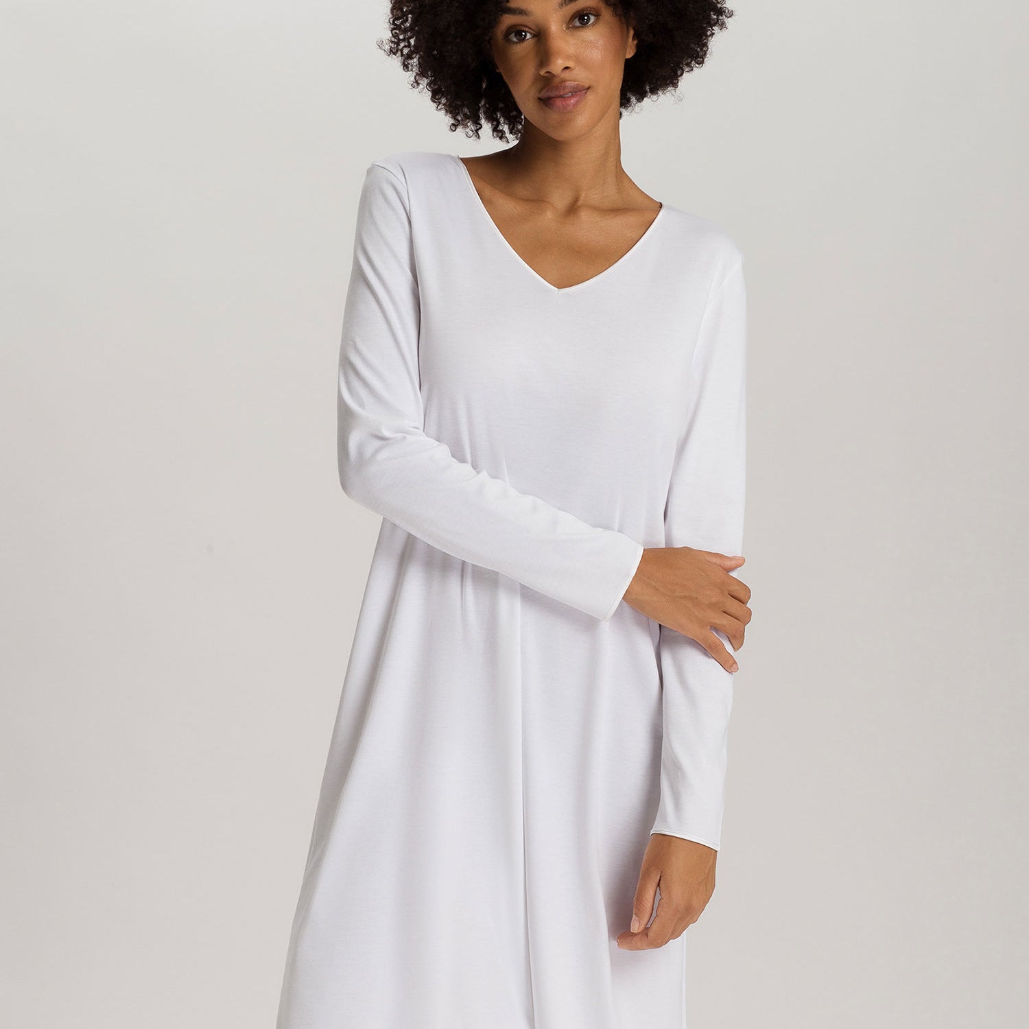 Chemise de nuit, manches longues, 100 cm de longueur, COTTON SILK