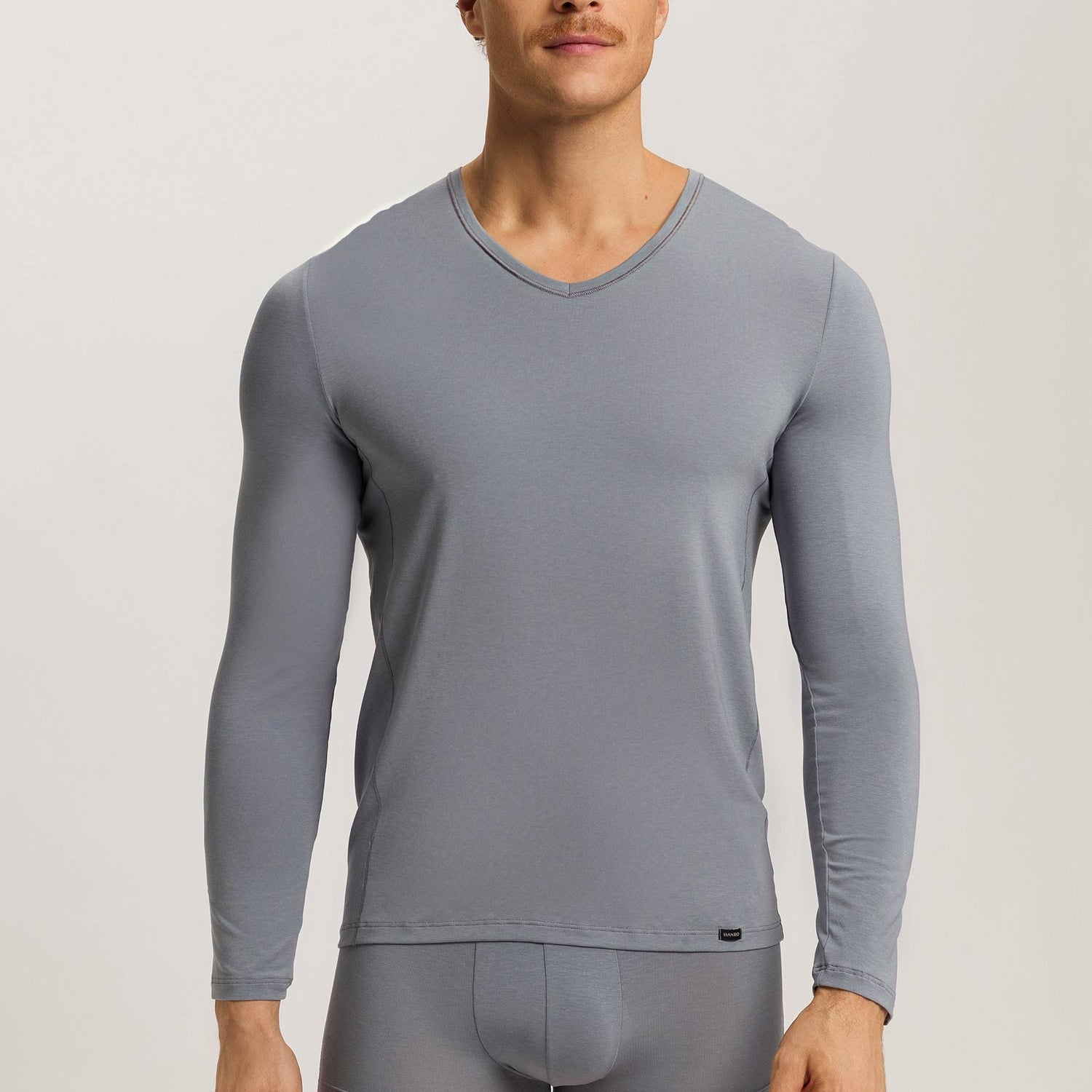 Longshirt, V-Neck, NATURAL FUNCTION, in Herbst-Farbe cliff grey