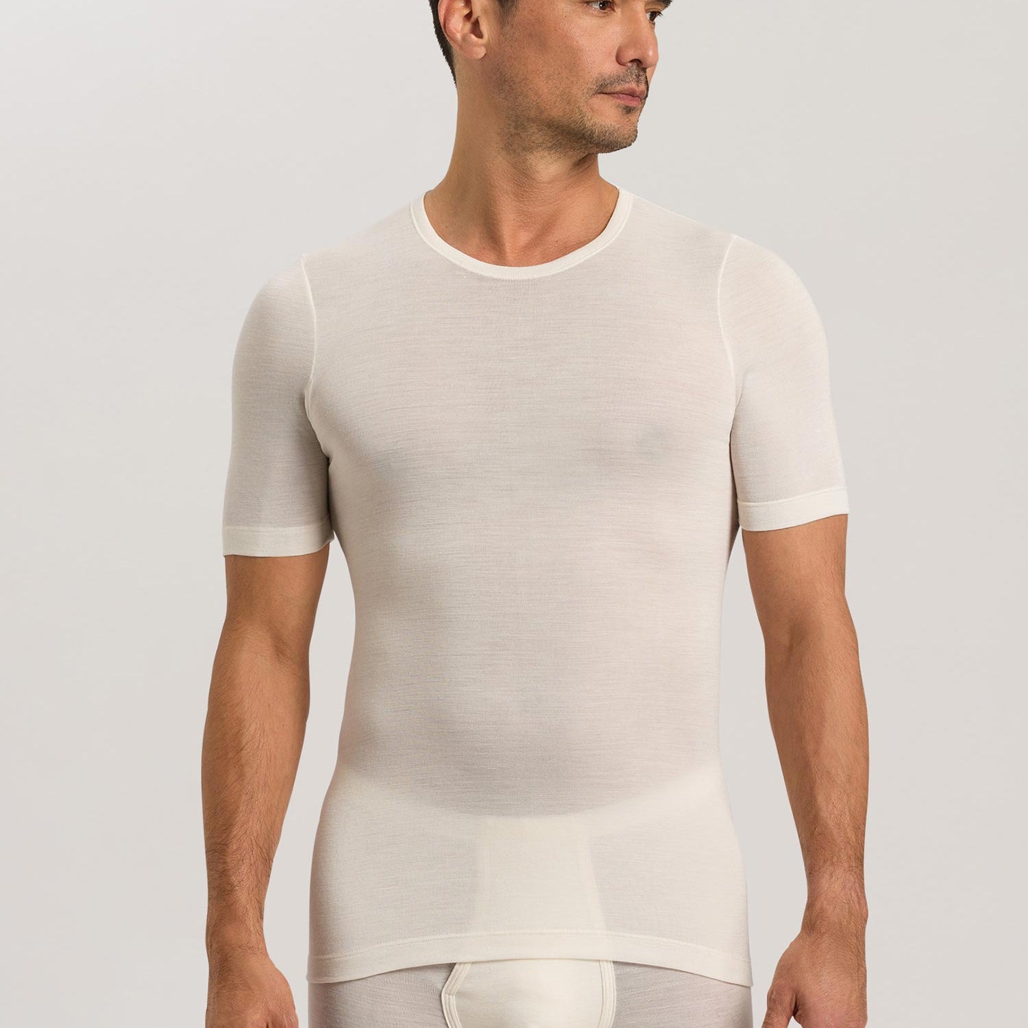 Maglietta a maniche corte, scollo a O, WOOLEN SILK