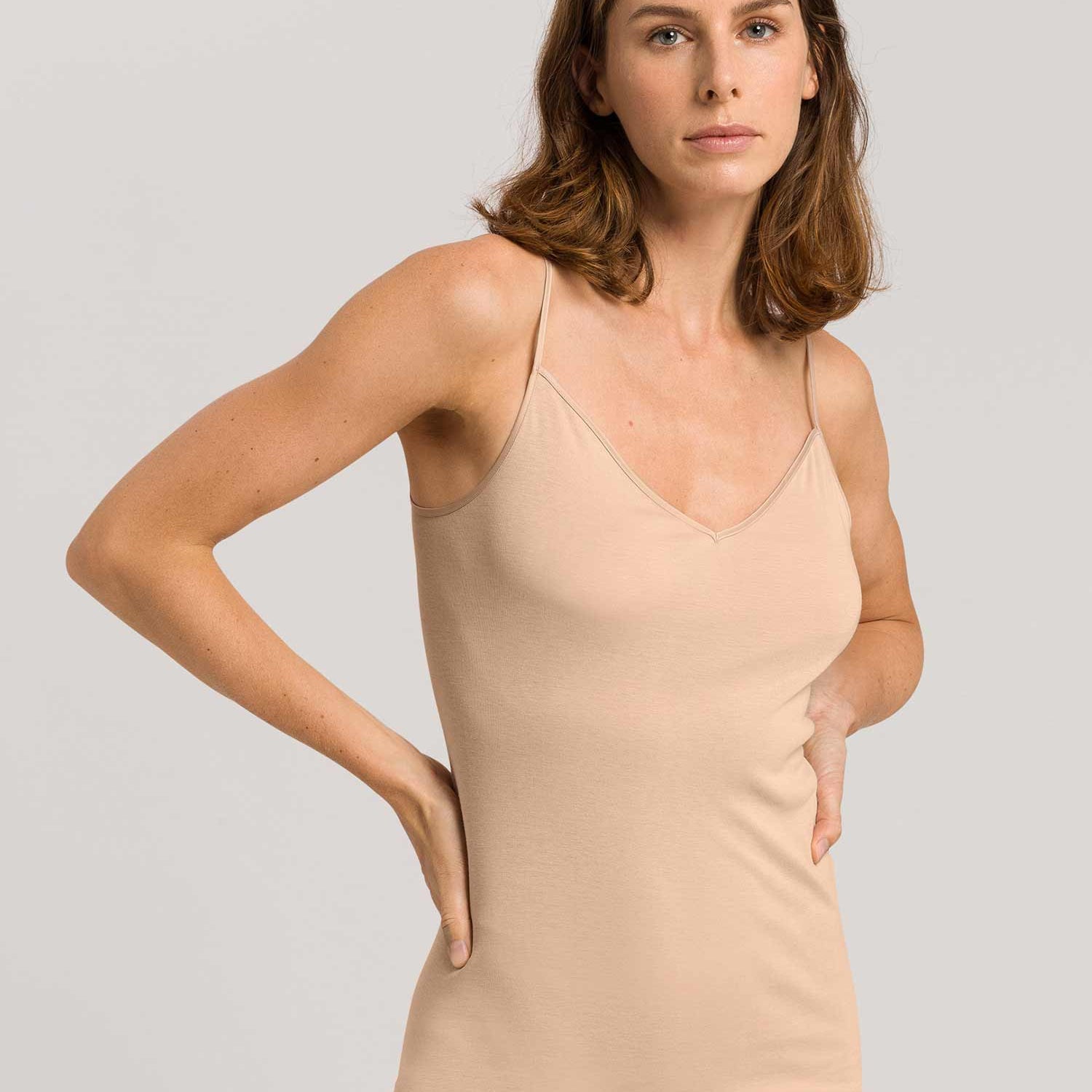 Spaghetti-Top COTTON SEAMLESS, V-Neck