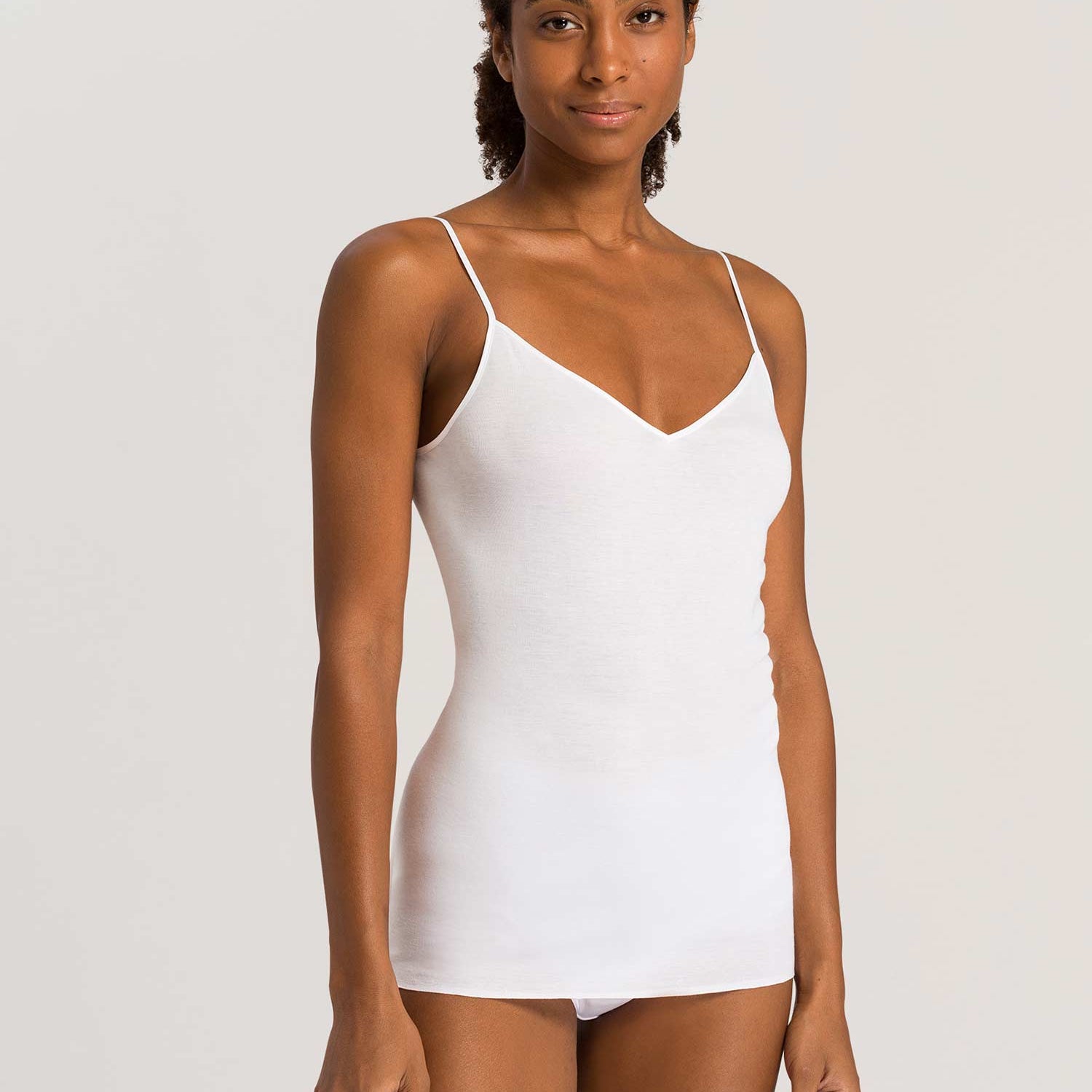 Spaghetti-Top COTTON SEAMLESS, V-Neck