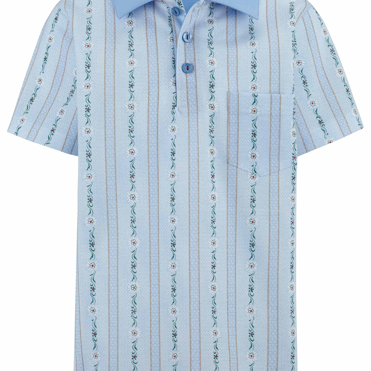 Women-Polo shirt, short-sleeved, EDELWEISS, in light blue and pink