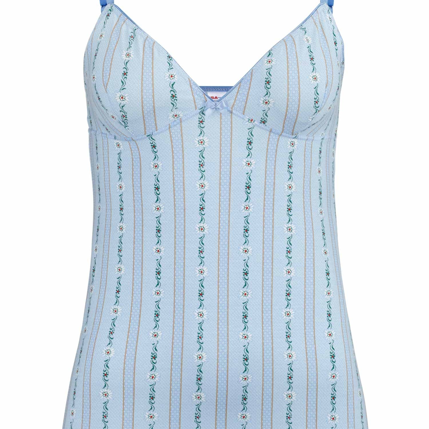 Spaghetti top EDELWEISS in pink and light blue