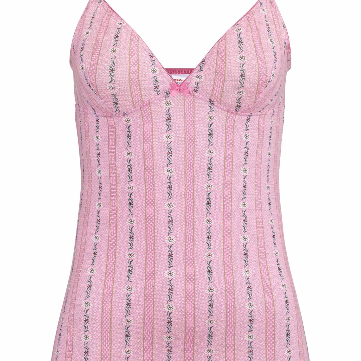 Spaghetti top EDELWEISS in pink and light blue