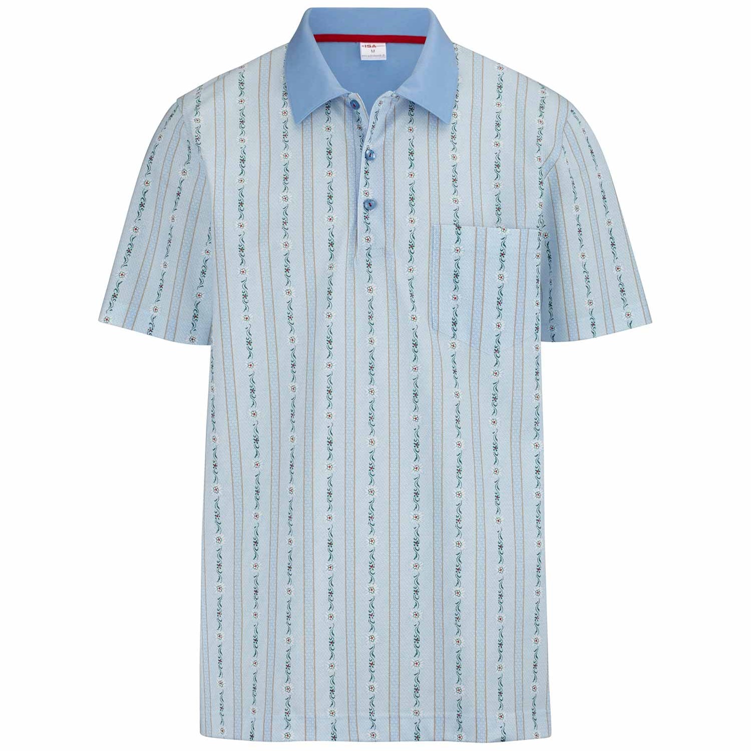 Poloshirt EDELWEISS in hellblau und dunkelblau