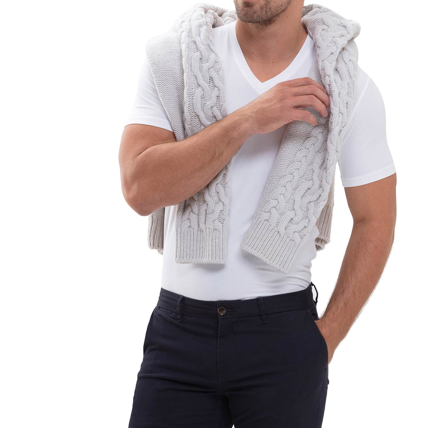 T-shirt, col en V, HYBRIDE