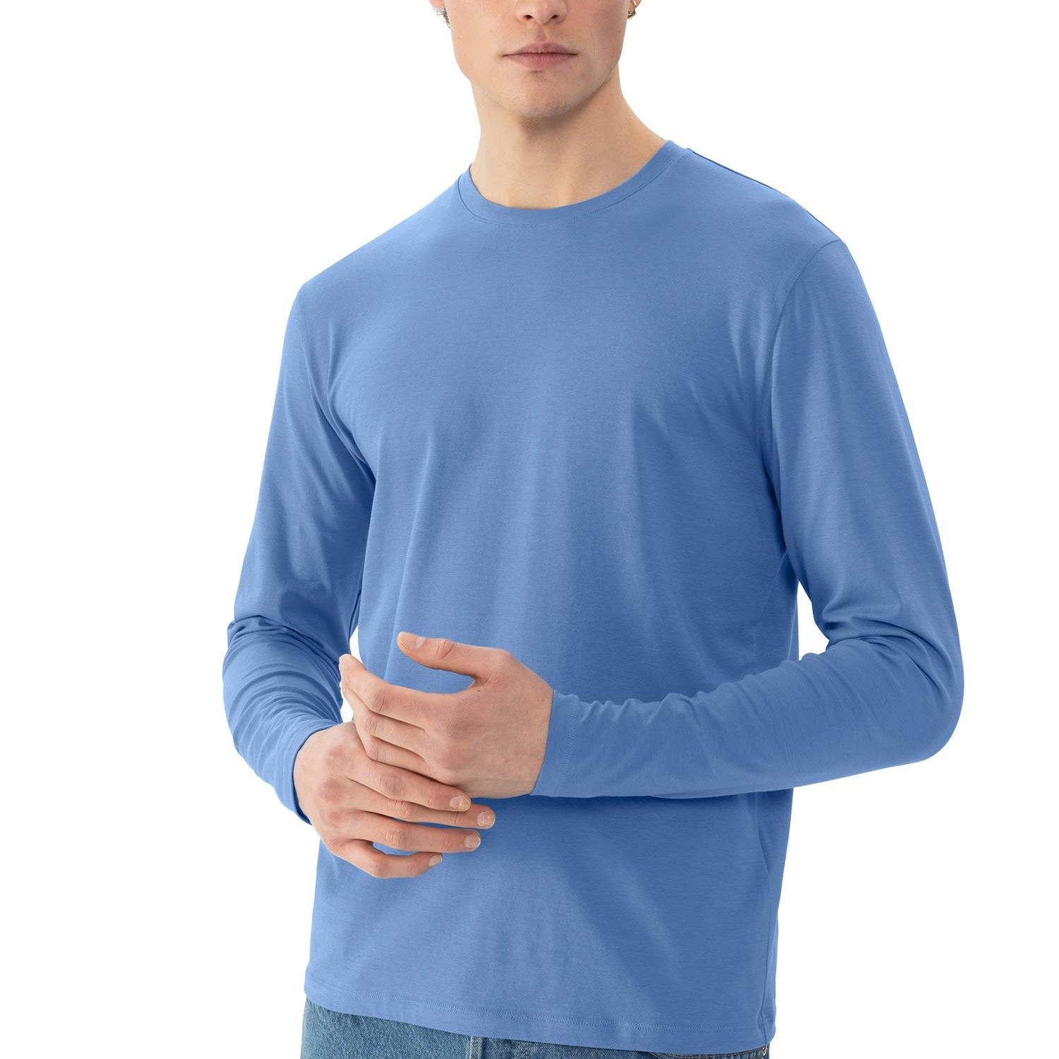 قميص، بأكمام طويلة، خط رقبة مستدير، RELAX، بلون الموسم- الأزرق الحديث