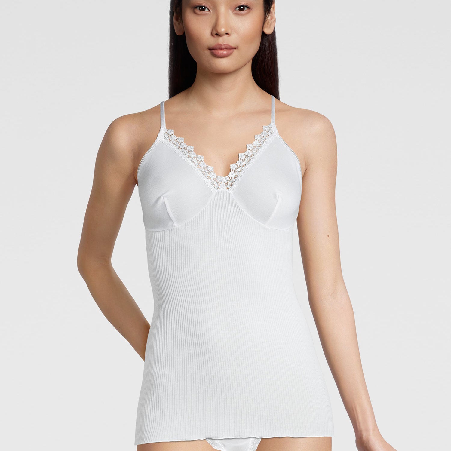 Spaghetti top-Bra form, fine rib, FILOSCOZIA REFINED