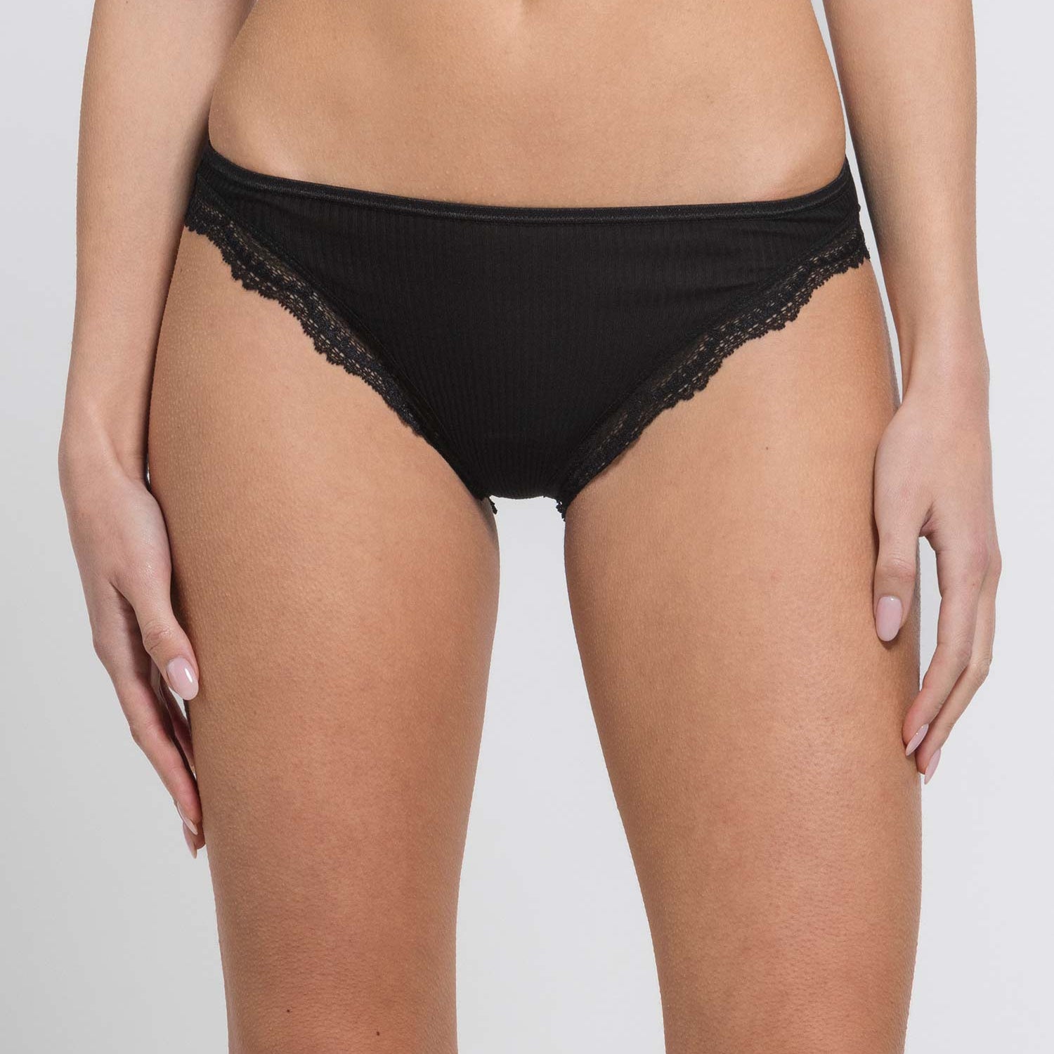 Mini-Slip, Feinripp, mit Dentelle de Calais®-Spitze, FILOSCOZIA FINE RIB