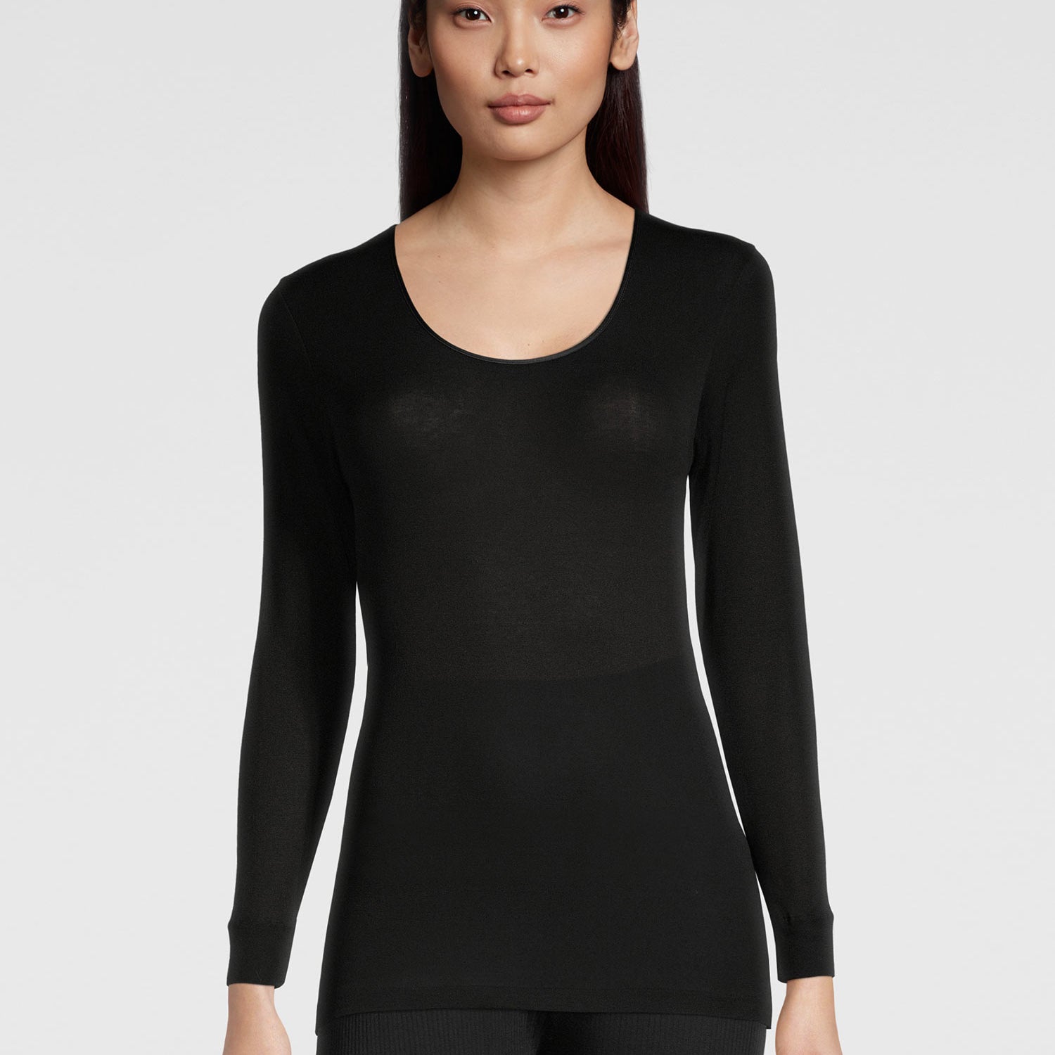 Shirt, long sleeve, round neck, FILOSCOZIA SATIN