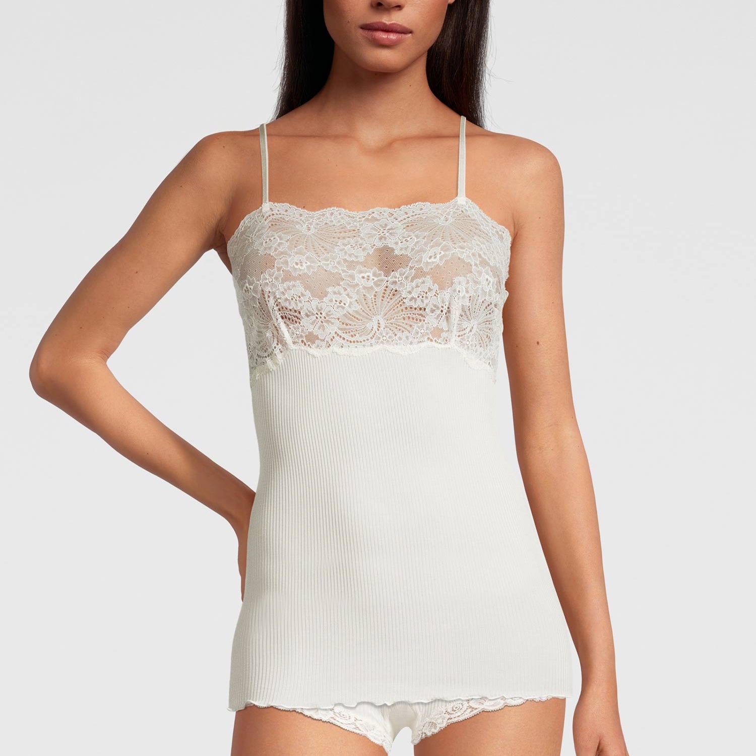 斯帕格顶 配有 Leavers 花边, PURE SILK