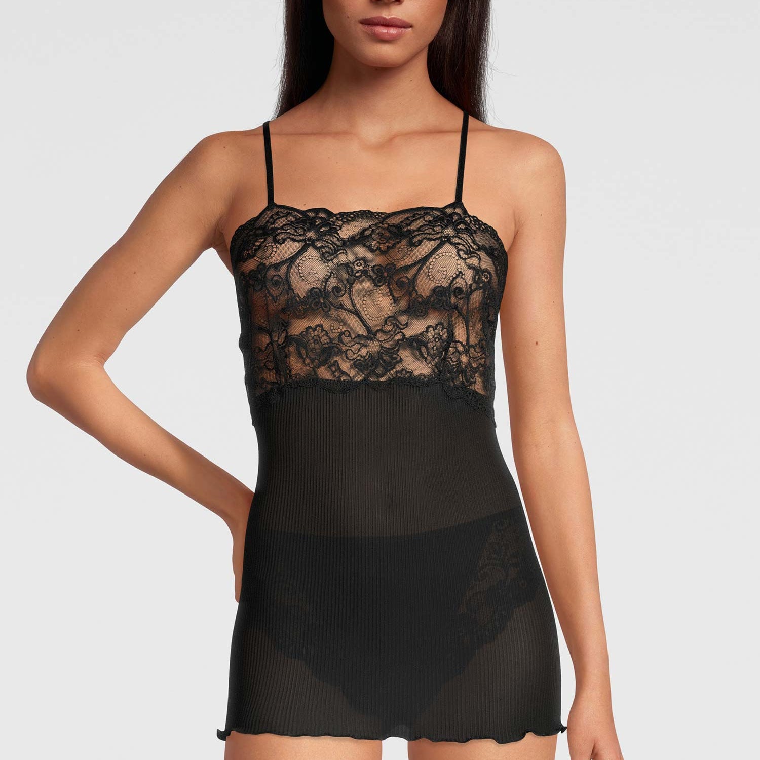 斯帕格顶 配有 Leavers 花边, PURE SILK