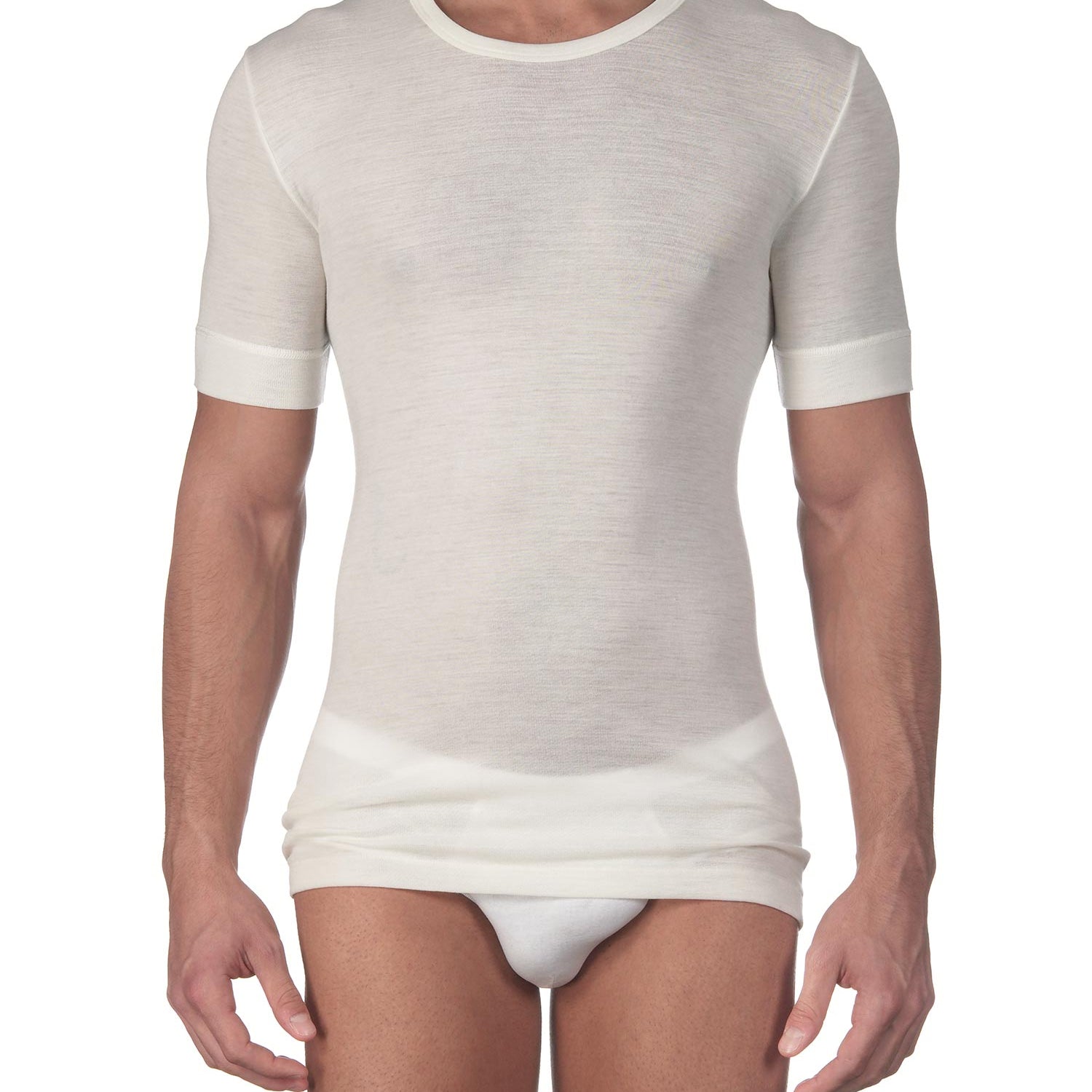 T-Shirt, Rundhals, EXTRA FINE MERINO WOOL SUPER 100S