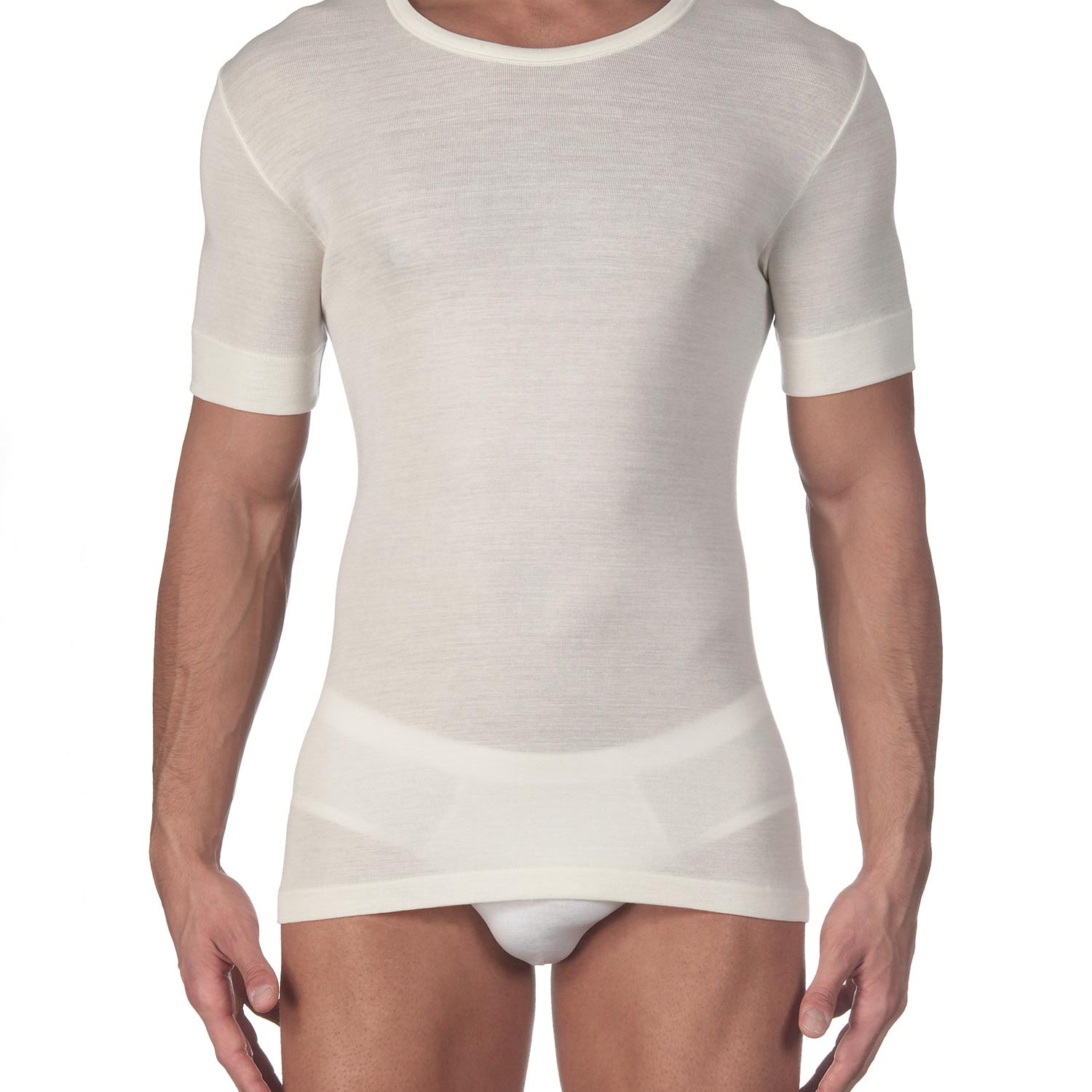 T-Shirt, round neck, MERINO WOOL AND SILK