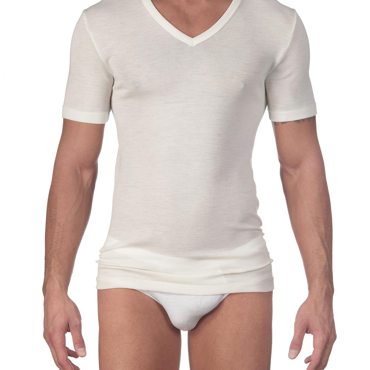 T-Shirt, V-Neck, EXTRA FINE MERINO WOOL SUPER 100S