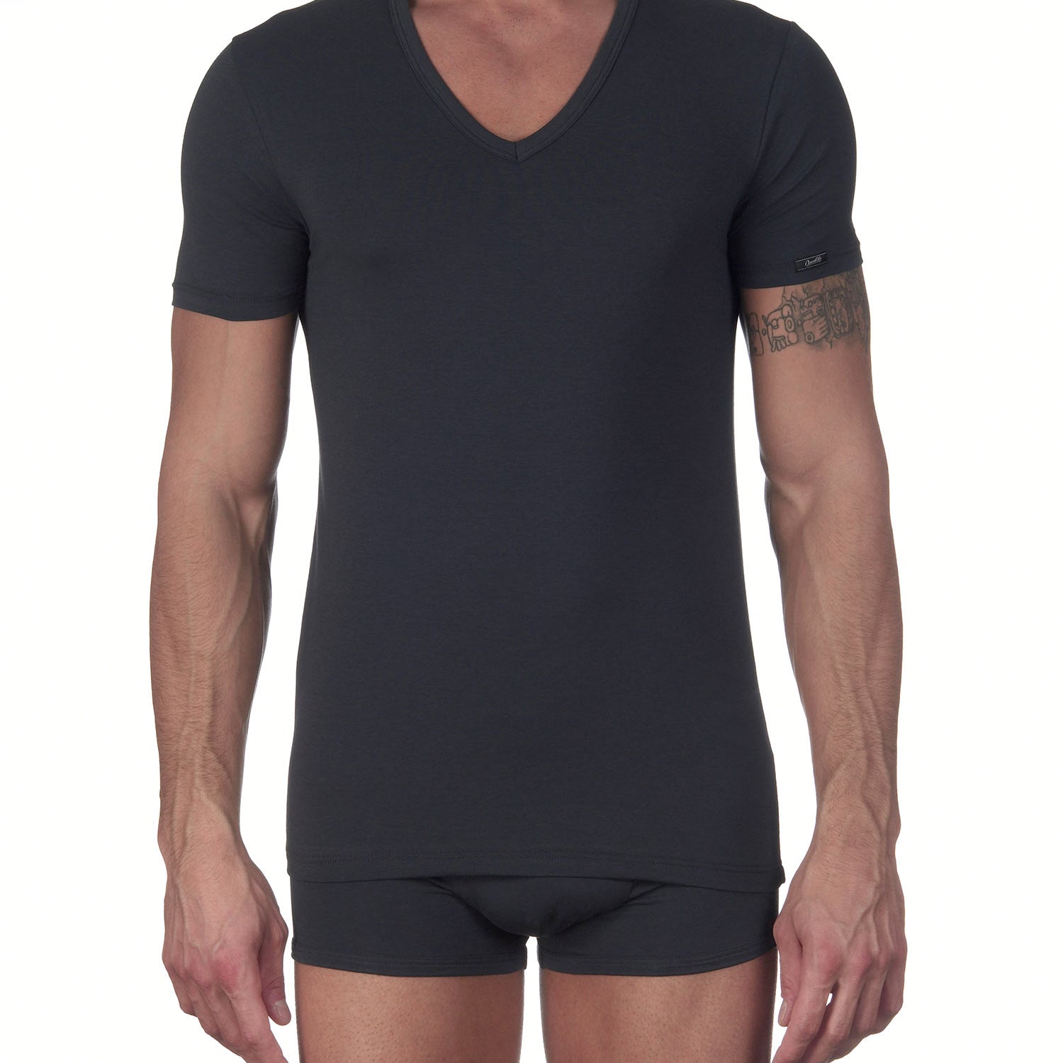 T-Shirt, V-Neck, STRETCH JERSEY COTTON