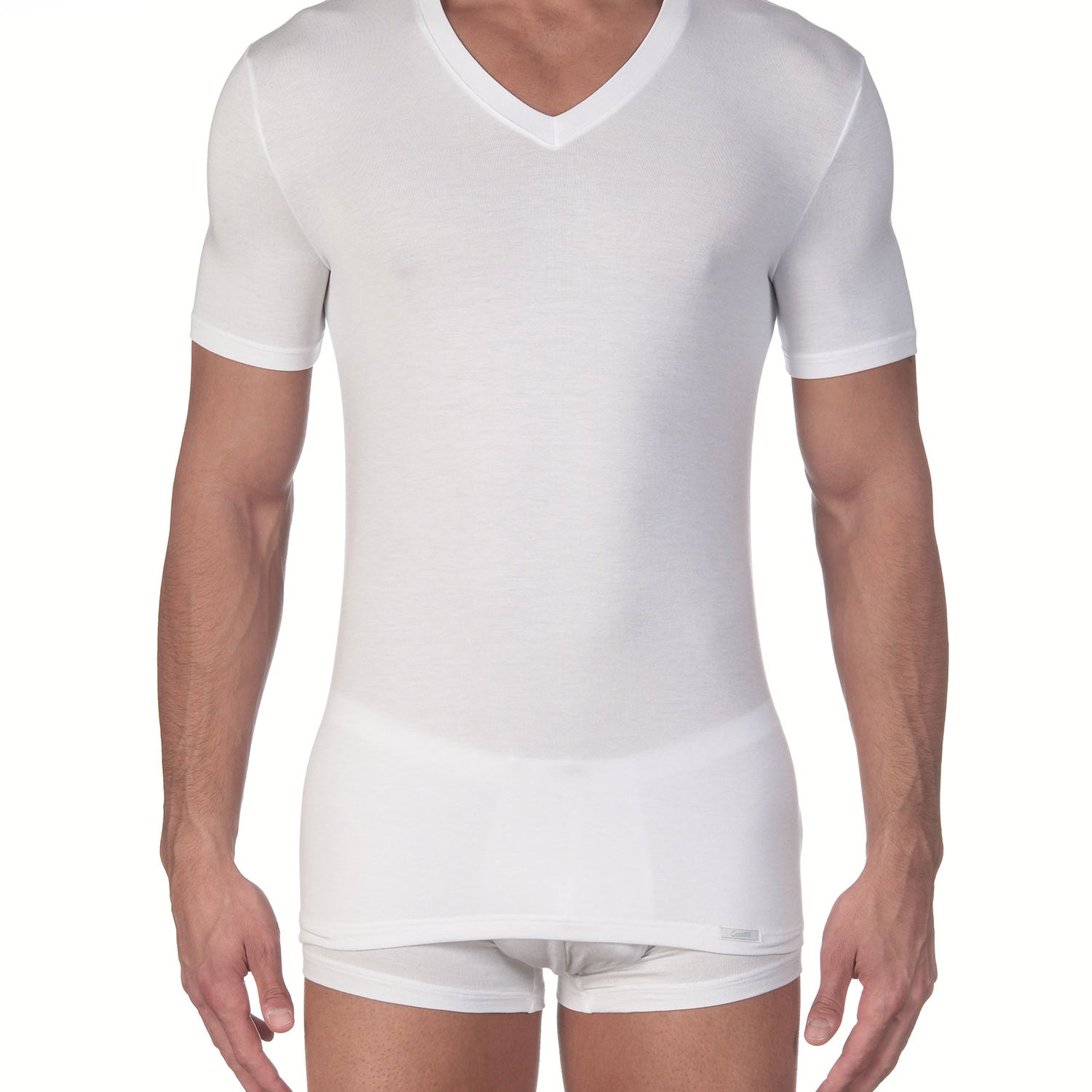 T-Shirt, V-Neck, STRETCH JERSEY