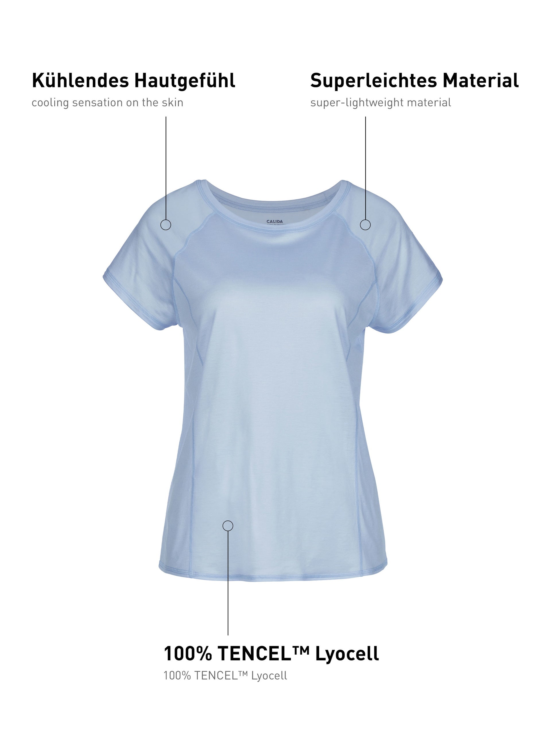 Short-sleeved shirt DEEPSLEEPWEAR Cooling - harmony blue (CALIDA 470)
