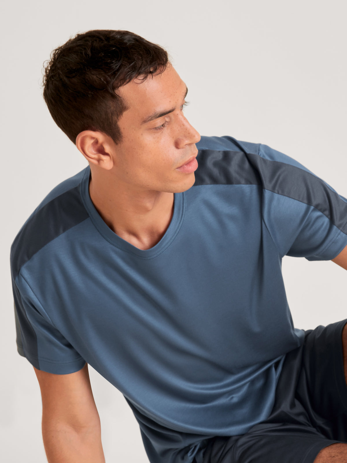 Kurzarm-Shirt DEEPSLEEPWEAR Cooling - vintage indigo (CALIDA 457)