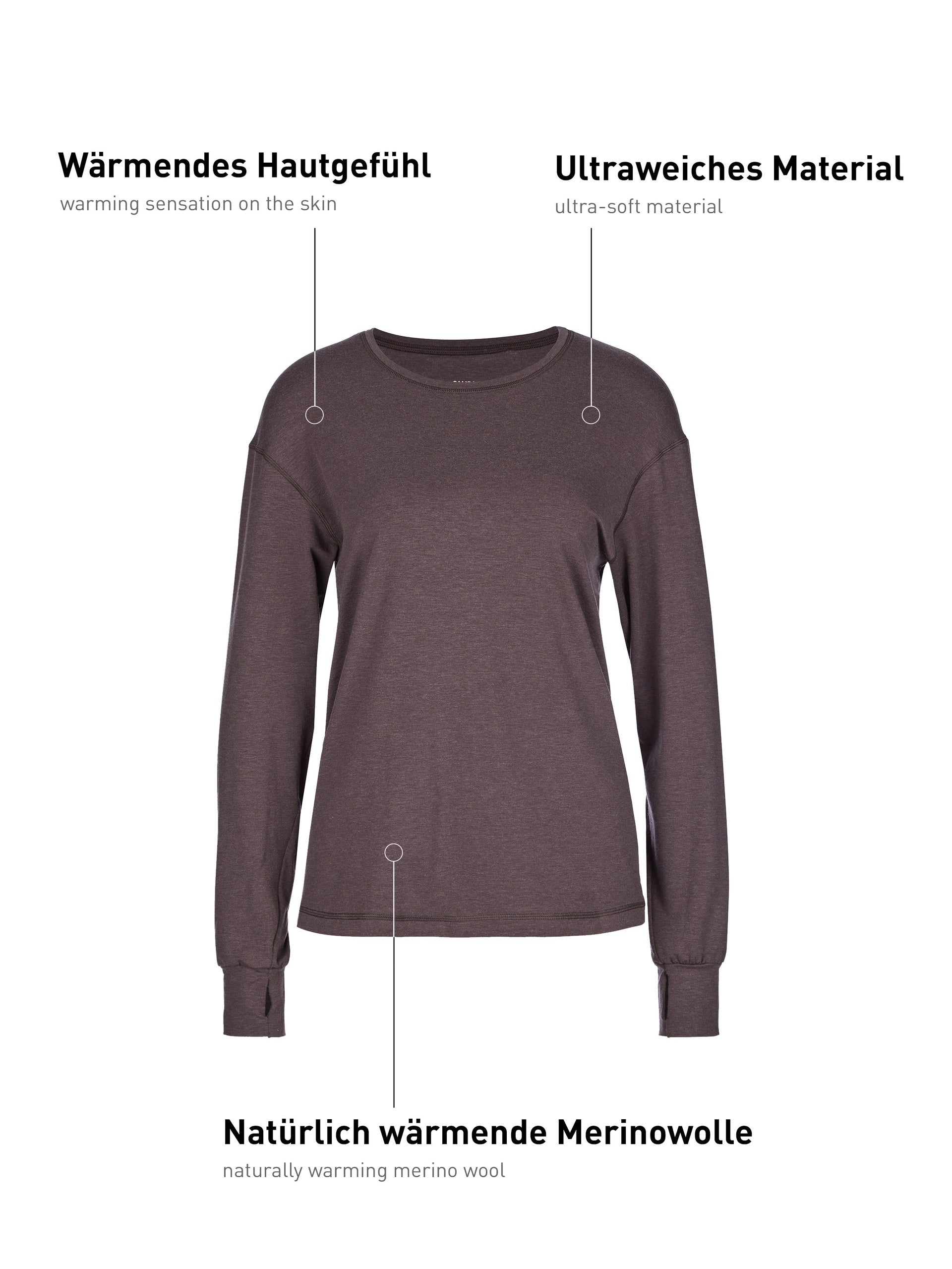 Long-sleeved shirt DEEPSLEEPWEAR Warming - soft taupe (CALIDA 327)