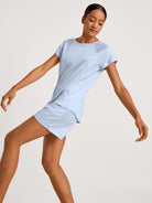 Pantalon de pyjama court avec poches latérales DEEPSLEEPWEAR Cooling - bleu harmonieux (CALIDA 470)