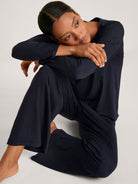 Pantalon de pyjama coupe palazzo DEEPSLEEPWEAR Balancing - bleu lapis foncé (CALIDA 339)