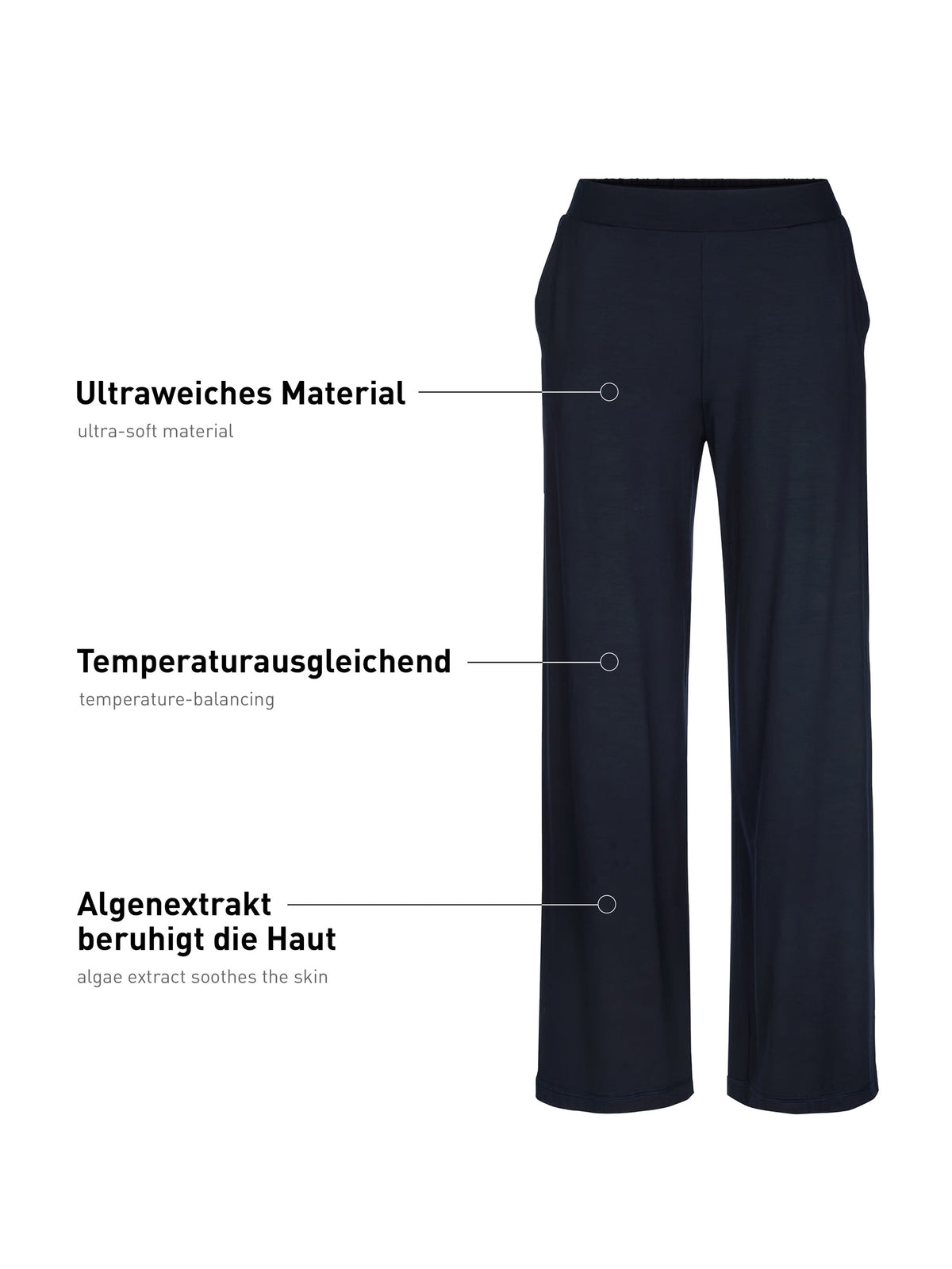 Pantalon de pyjama coupe palazzo DEEPSLEEPWEAR Balancing - bleu lapis foncé (CALIDA 339)