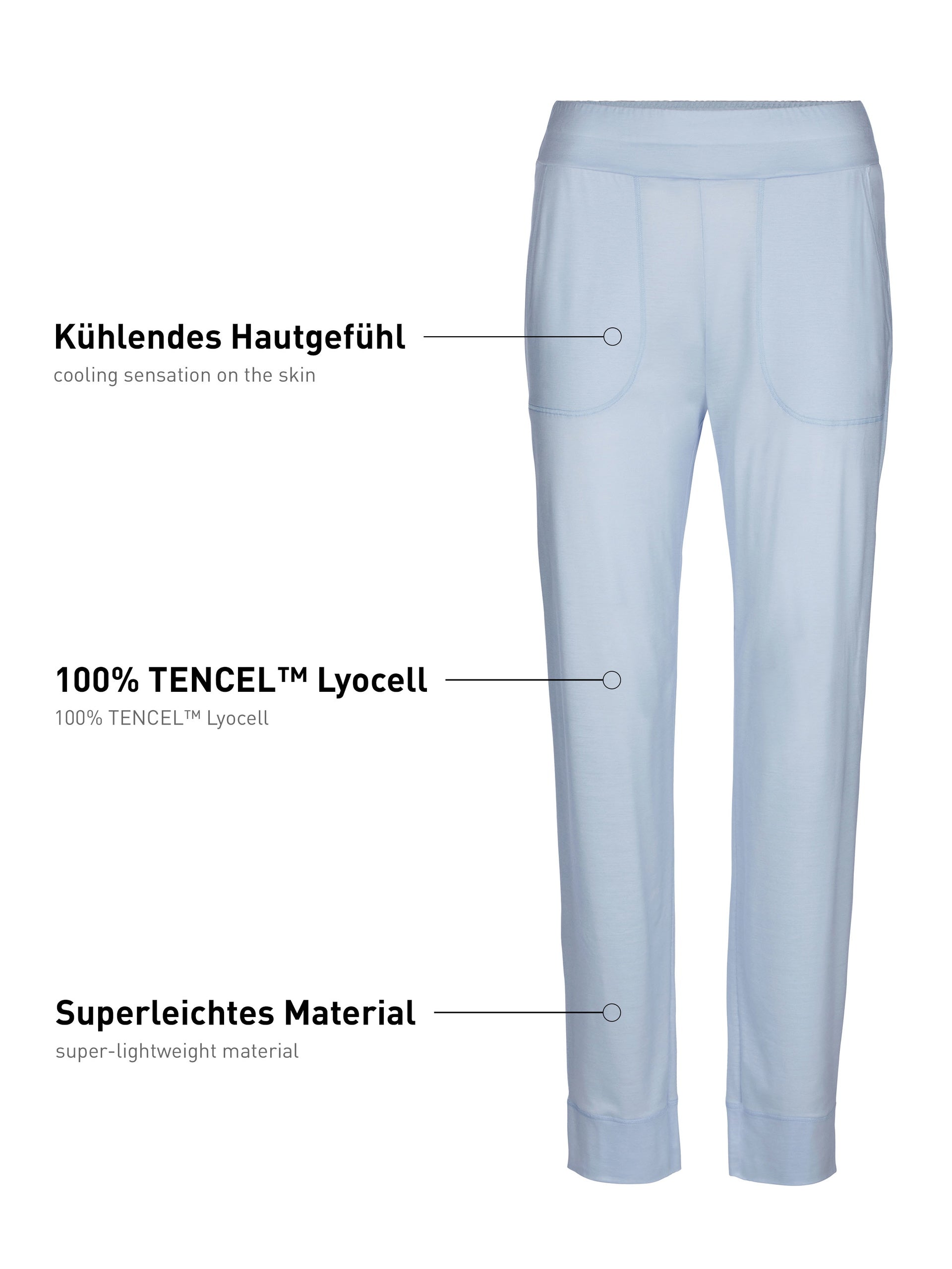 Pajama pants with side pockets DEEPSLEEPWEAR Cooling - harmony blue (CALIDA 470)