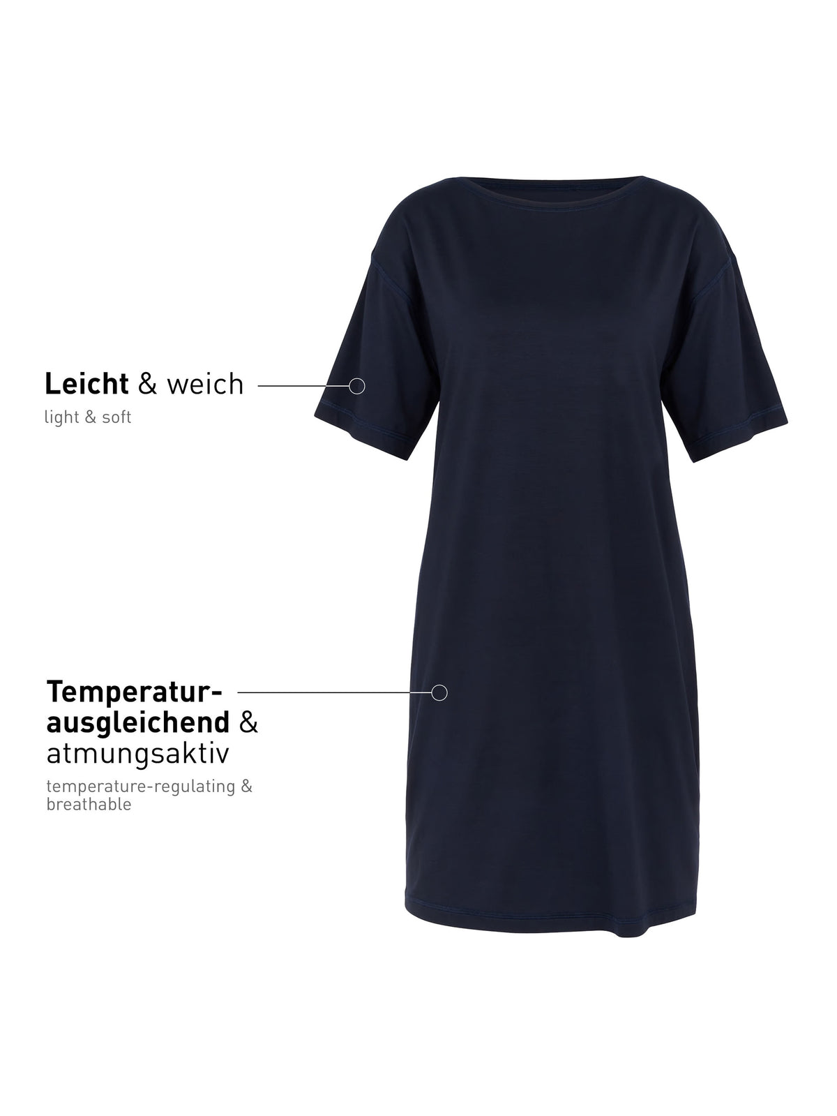Chemise de nuit à manches courtes (95 cm) DEEPSLEEPWEAR Balancing - bleu lapis foncé (CALIDA 339)