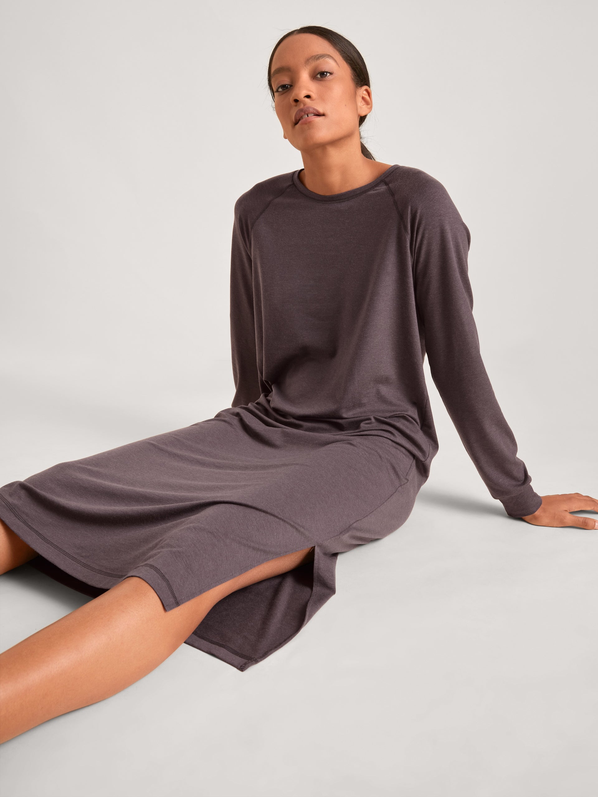 Long-sleeved nightgown DEEPSLEEPWEAR Warming (120 cm) - soft taupe (CALIDA 327)