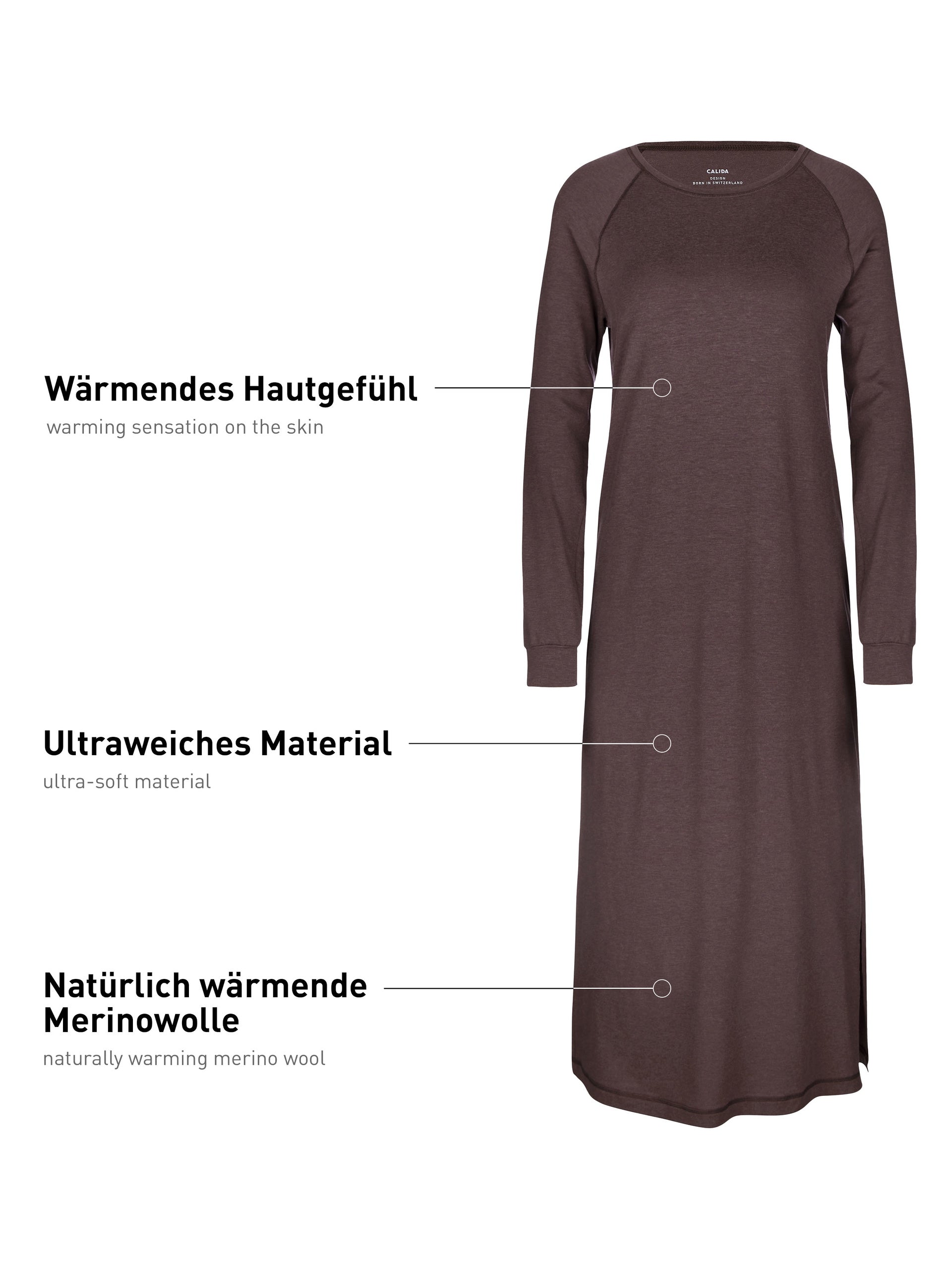 Long-sleeved nightgown DEEPSLEEPWEAR Warming (120 cm) - soft taupe (CALIDA 327)