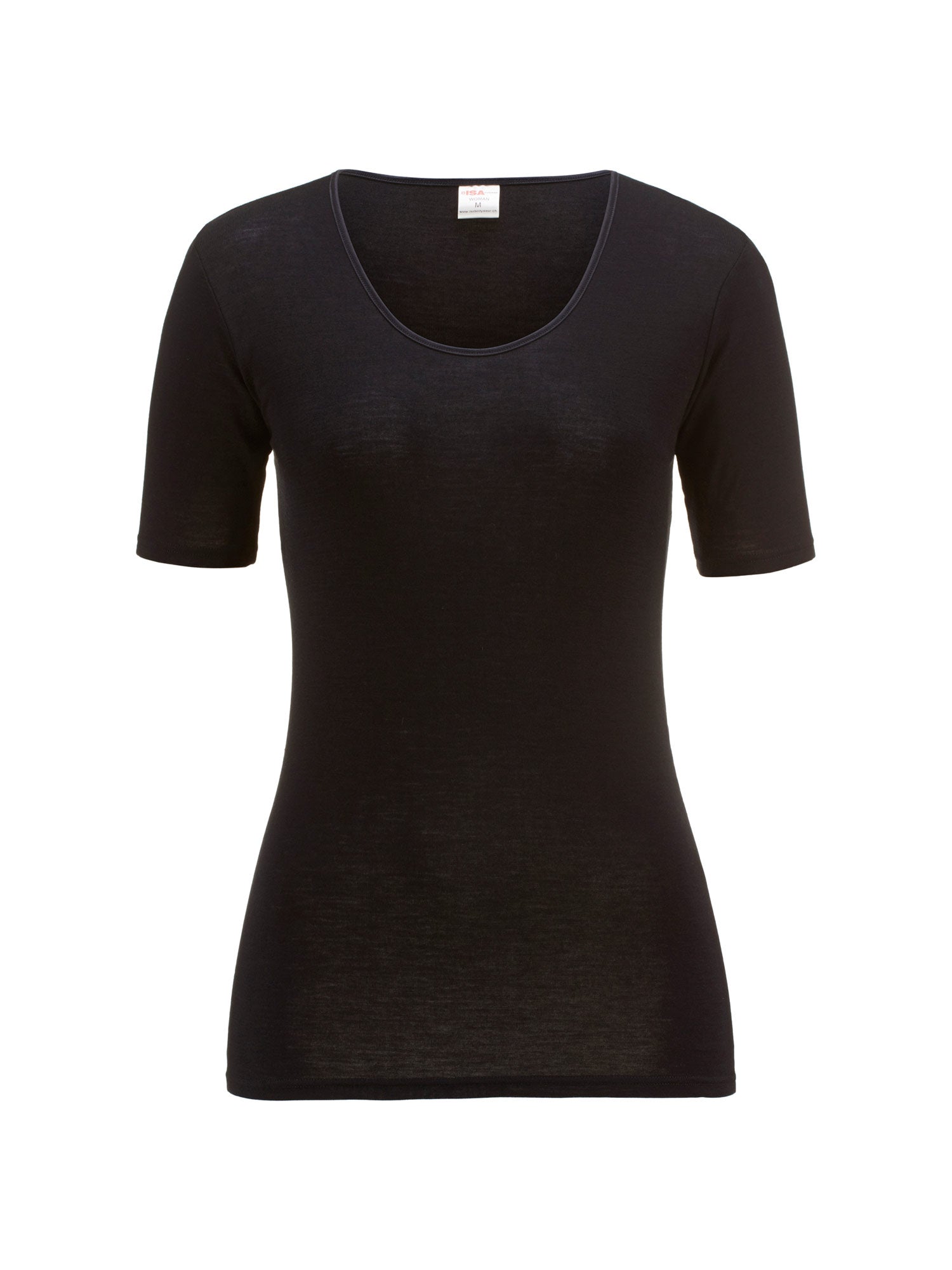 短袖衬衫，O型领，VIRGIN WOOL & SILK 