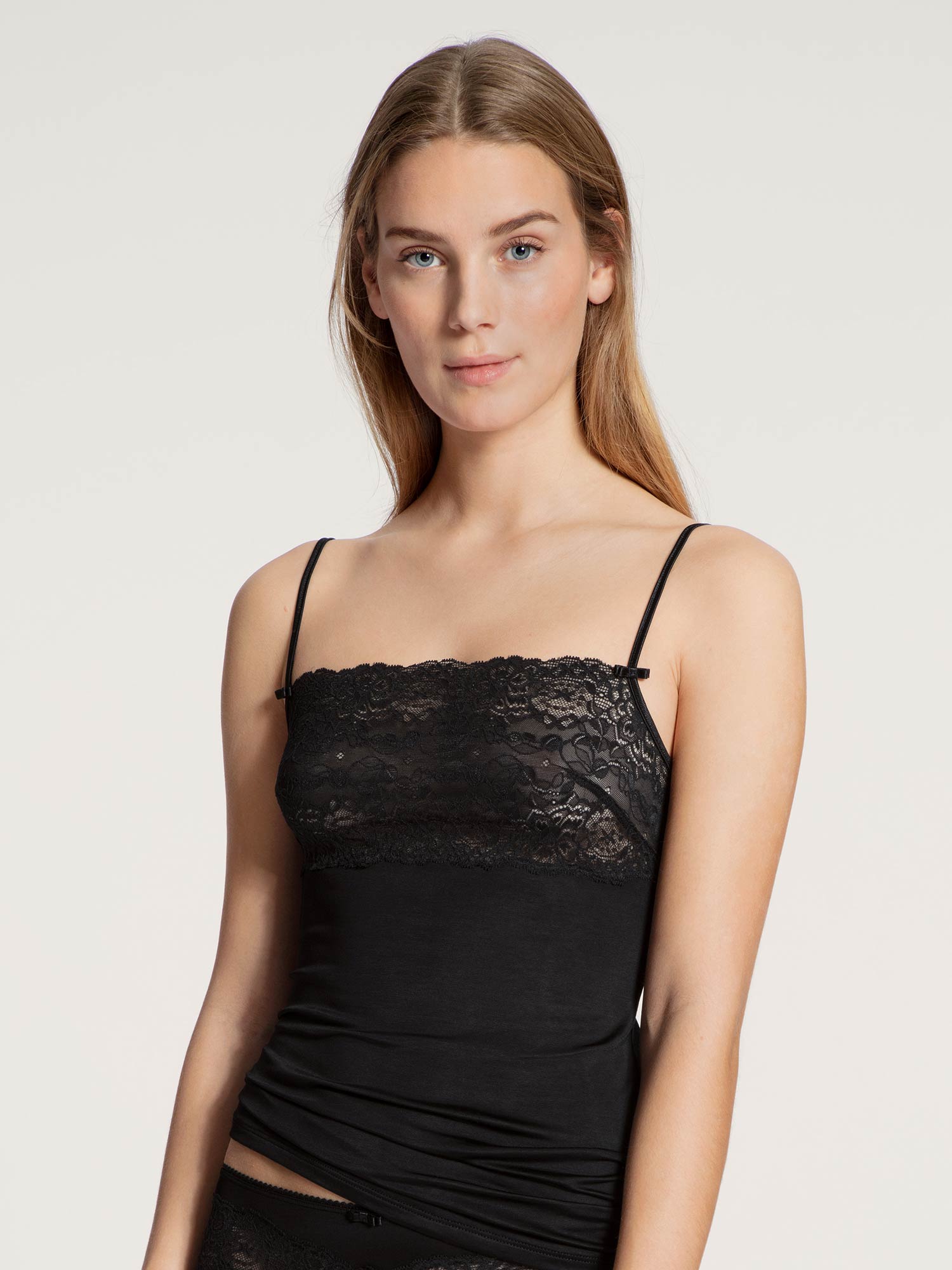 Spaghetti top with wide lace trim, SENSUAL SECRETS 