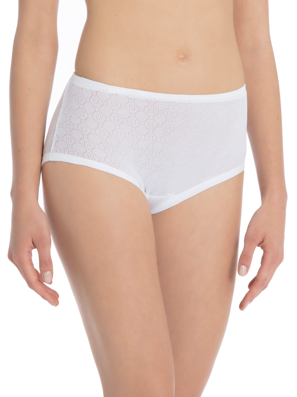 CALIDA Damen Taillenslip ICONICS AJOUR (21060) in Weiss (001) – Tragebild frontal
