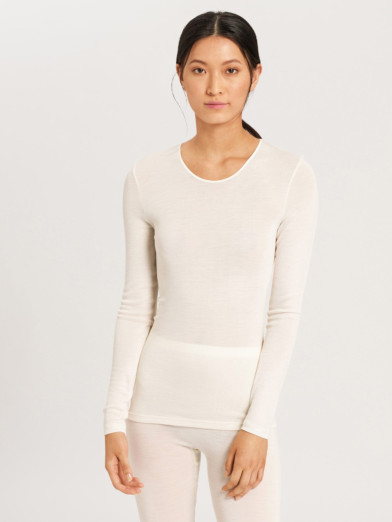 قميص بأكمام طويلة، خط رقبة مستدير WOOLEN SILK 