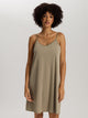 Spaghetti dress, 95cm length, COTTON SILK, in summer color silver sage 