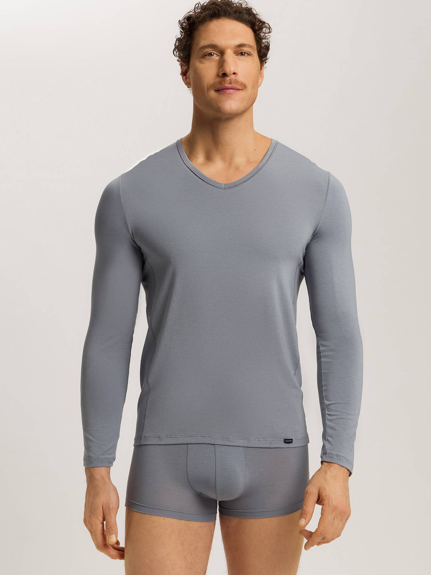 قميص طويل، ياقة V، NATURAL FUNCTION، بلون الخريف رمادي الجرف 