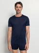 T-Shirt, col rond, COTTON SPORTY, en couleur d'été bleu marine profond 