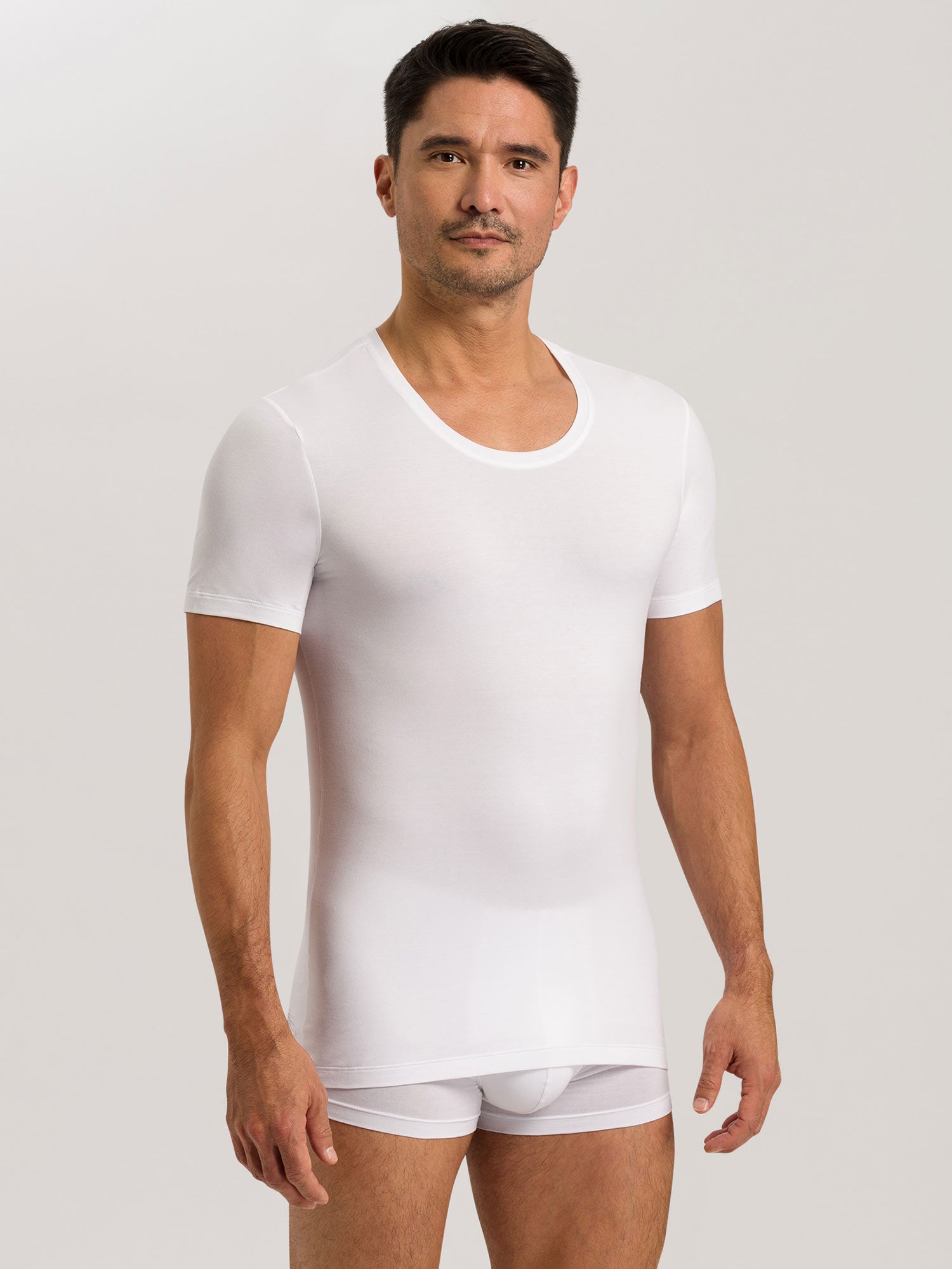 قميص بأكمام قصيرة، ياقة دائرية، COTTON SUPERIOR 