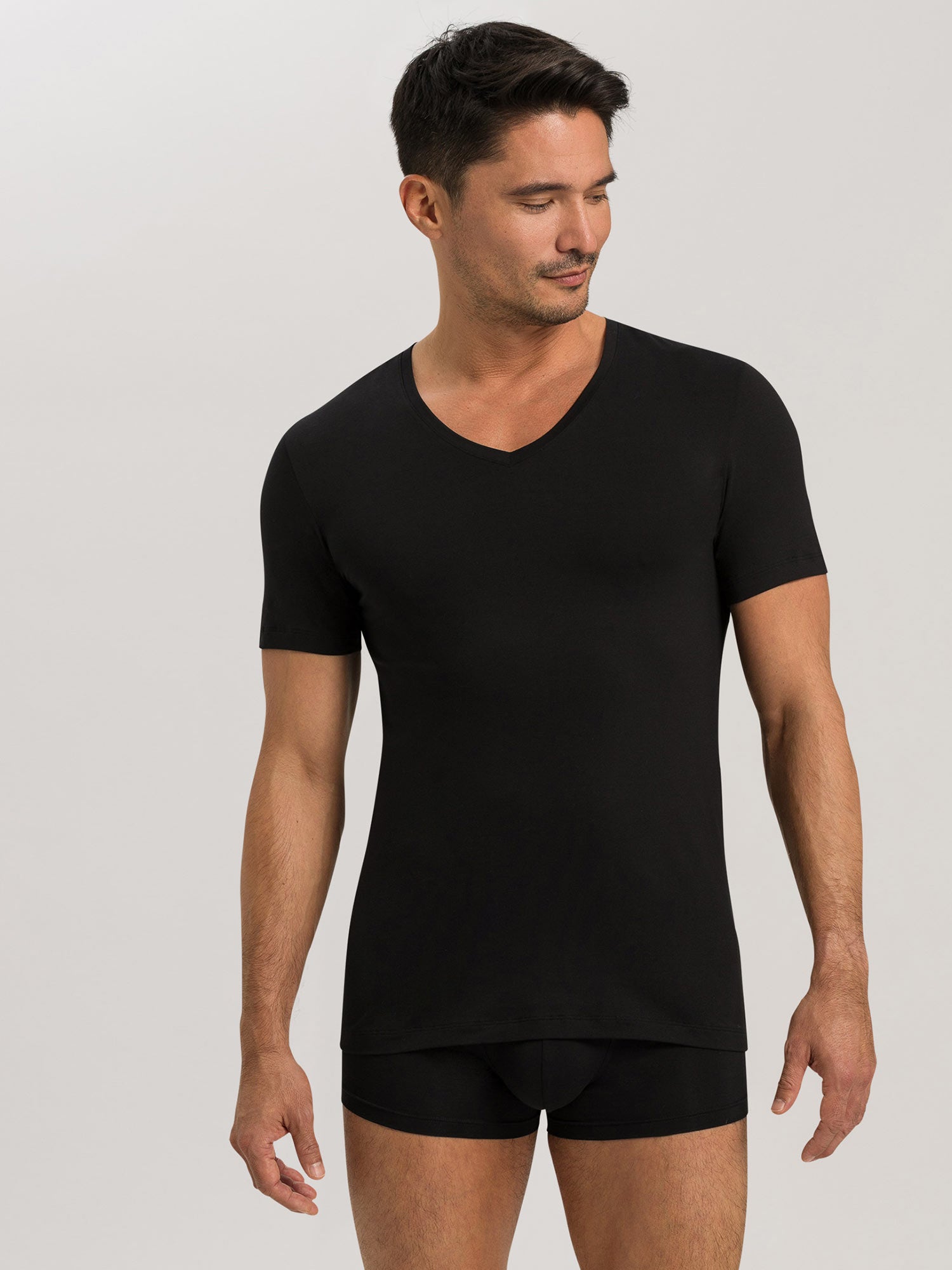 تي شيرت بياقة على شكل V، COTTON SUPERIOR 