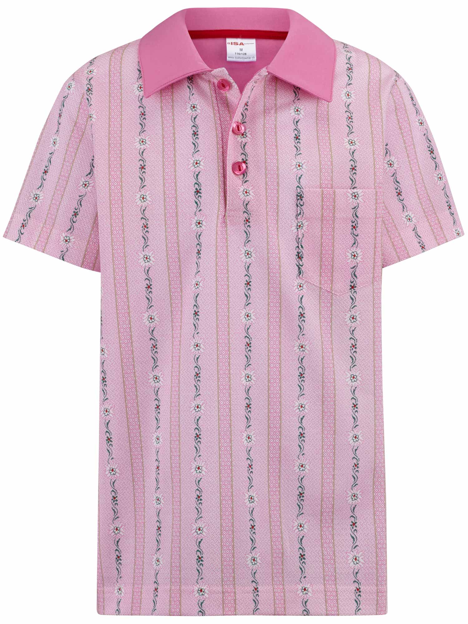 Women-Polo shirt, short-sleeved, EDELWEISS, in light blue and pink 