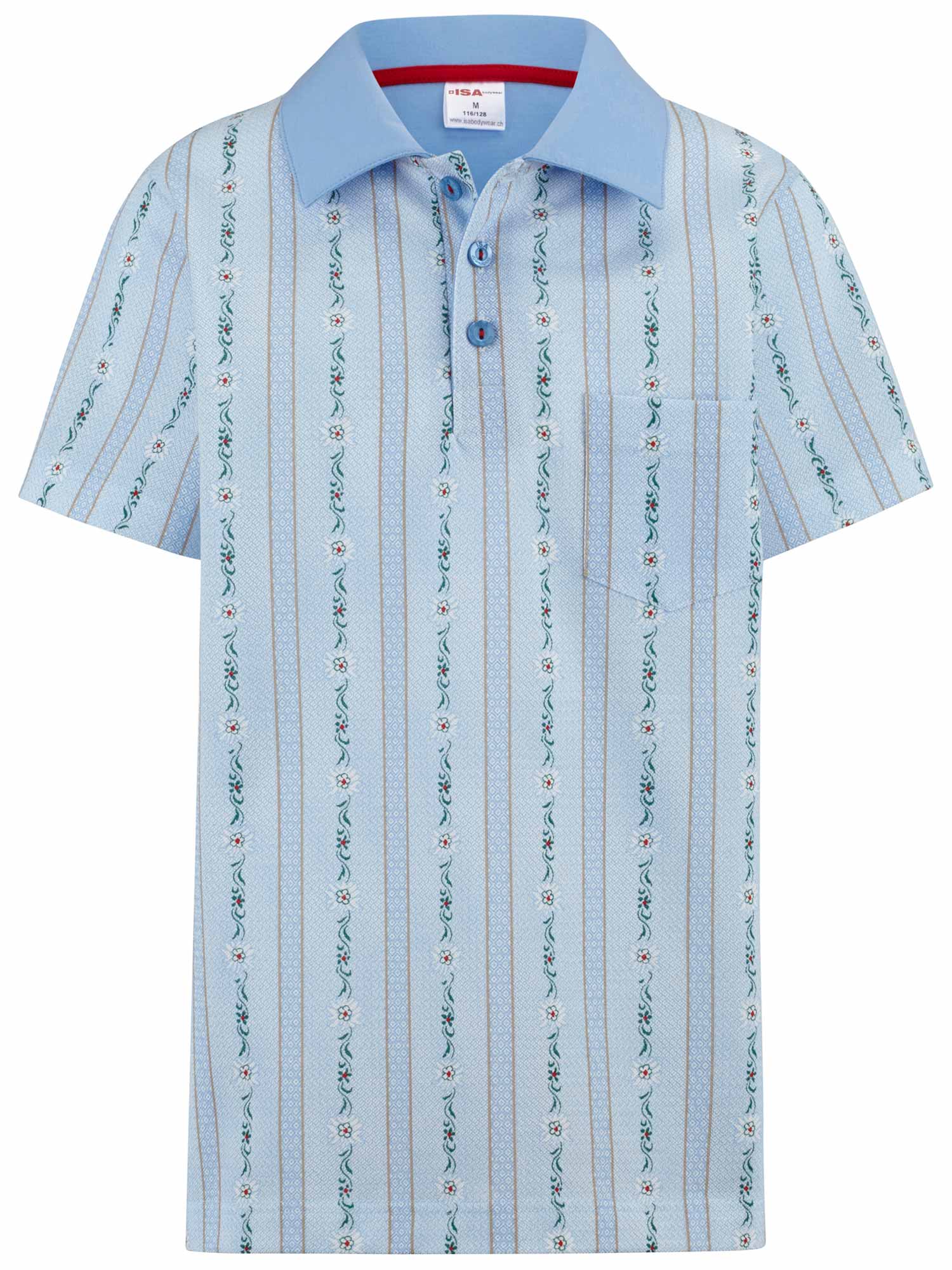 Women-Polo shirt, short-sleeved, EDELWEISS, in light blue and pink 