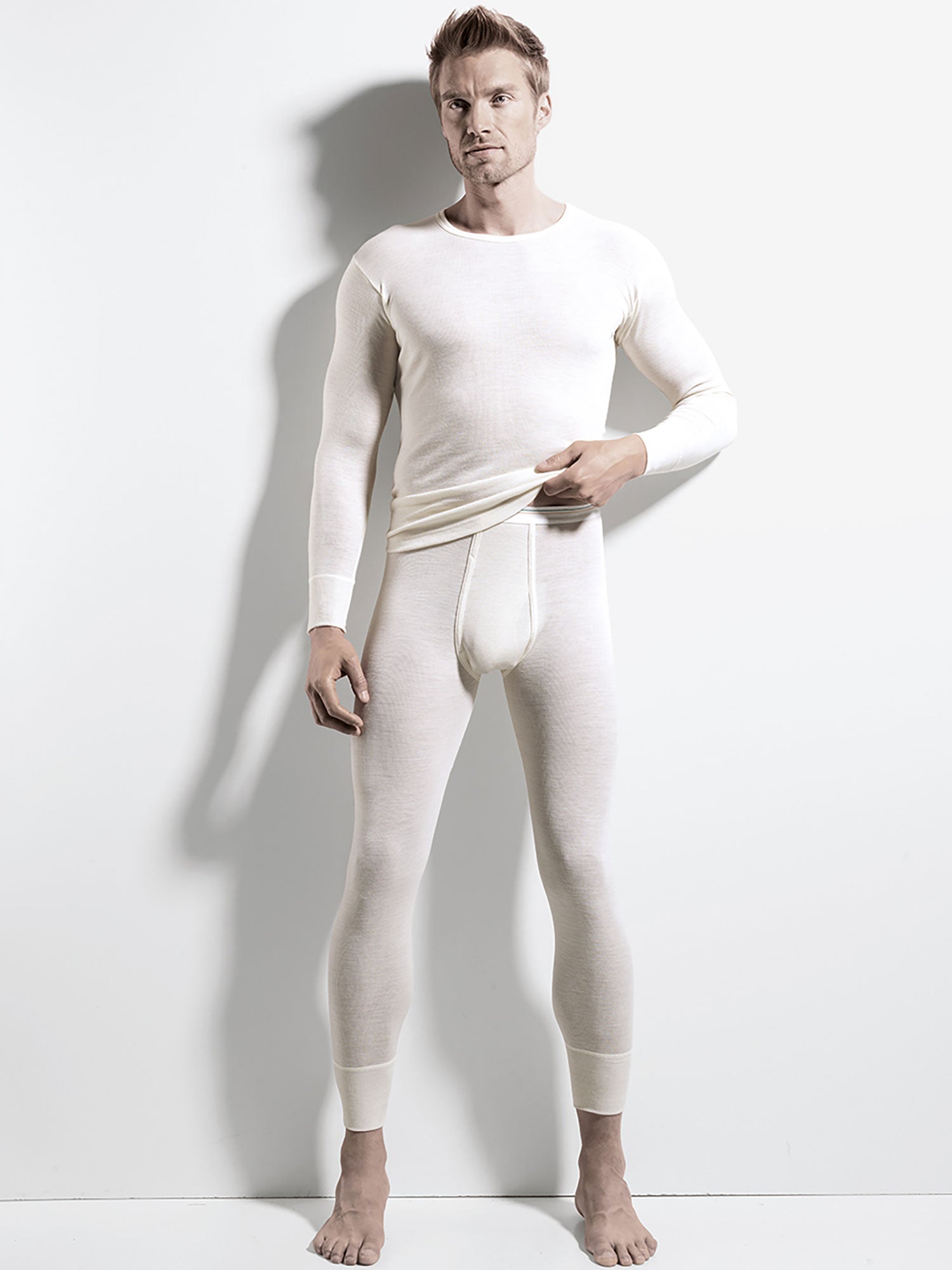 衬衫长袖，O领，VIRGIN WOOL 